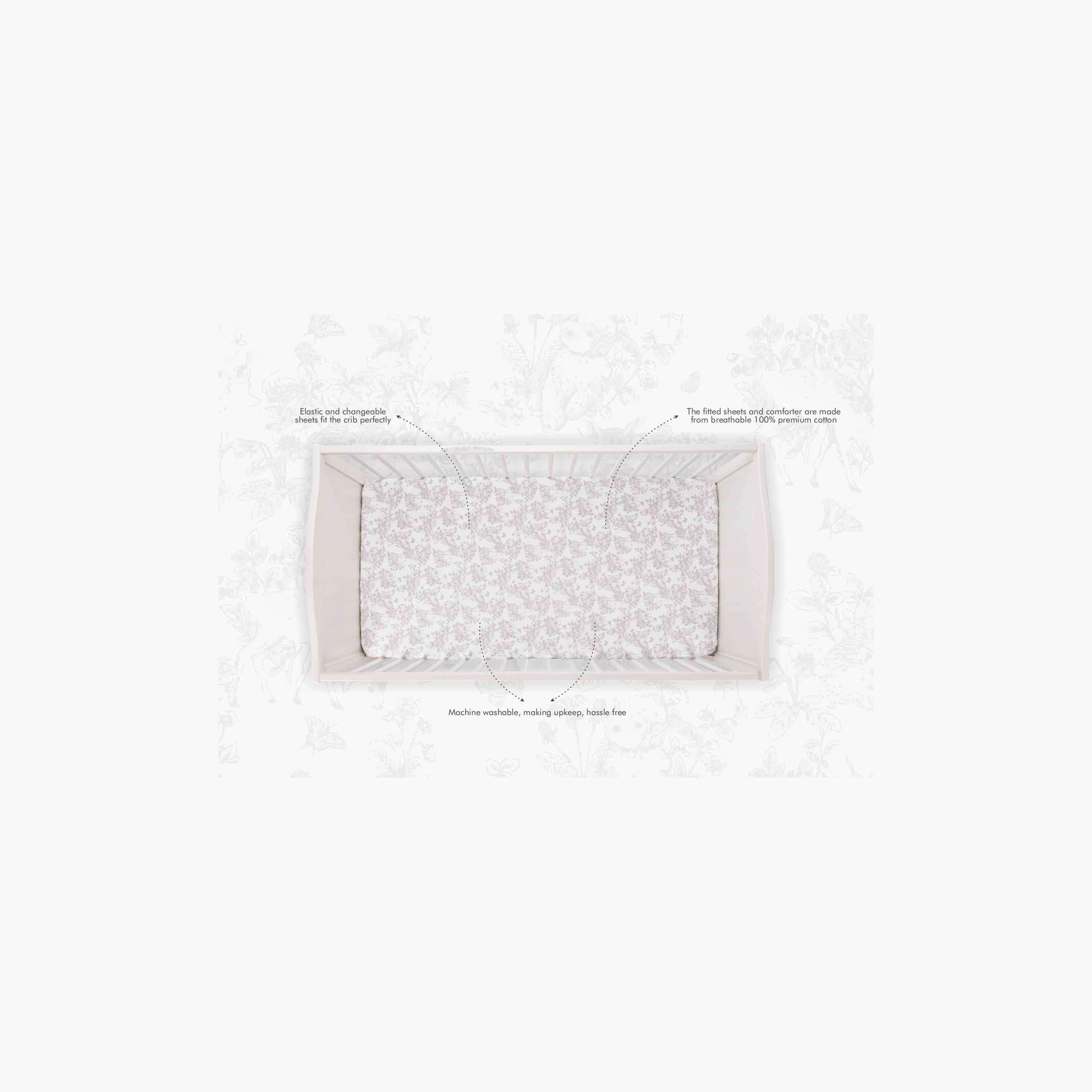 Nini 100% Cotton Printed Crib Fitted Sheet-baby-nursery-babybedding-image-5