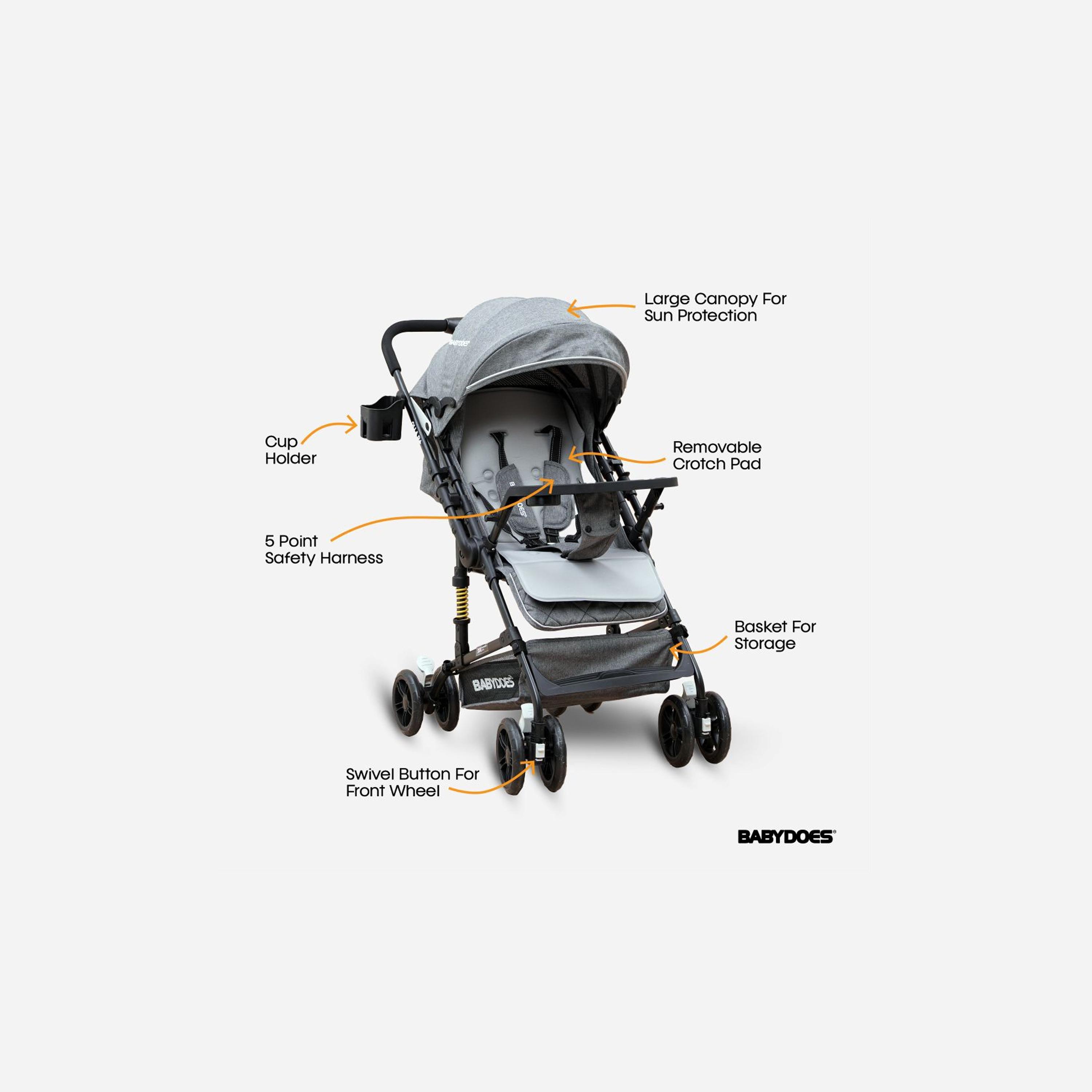 Babydoes Olla R+ Foldable Stroller with Reversable Handle & Air Travel Cabin - 0-4 Years-baby-gear-strollersandprams-strollers-image-2