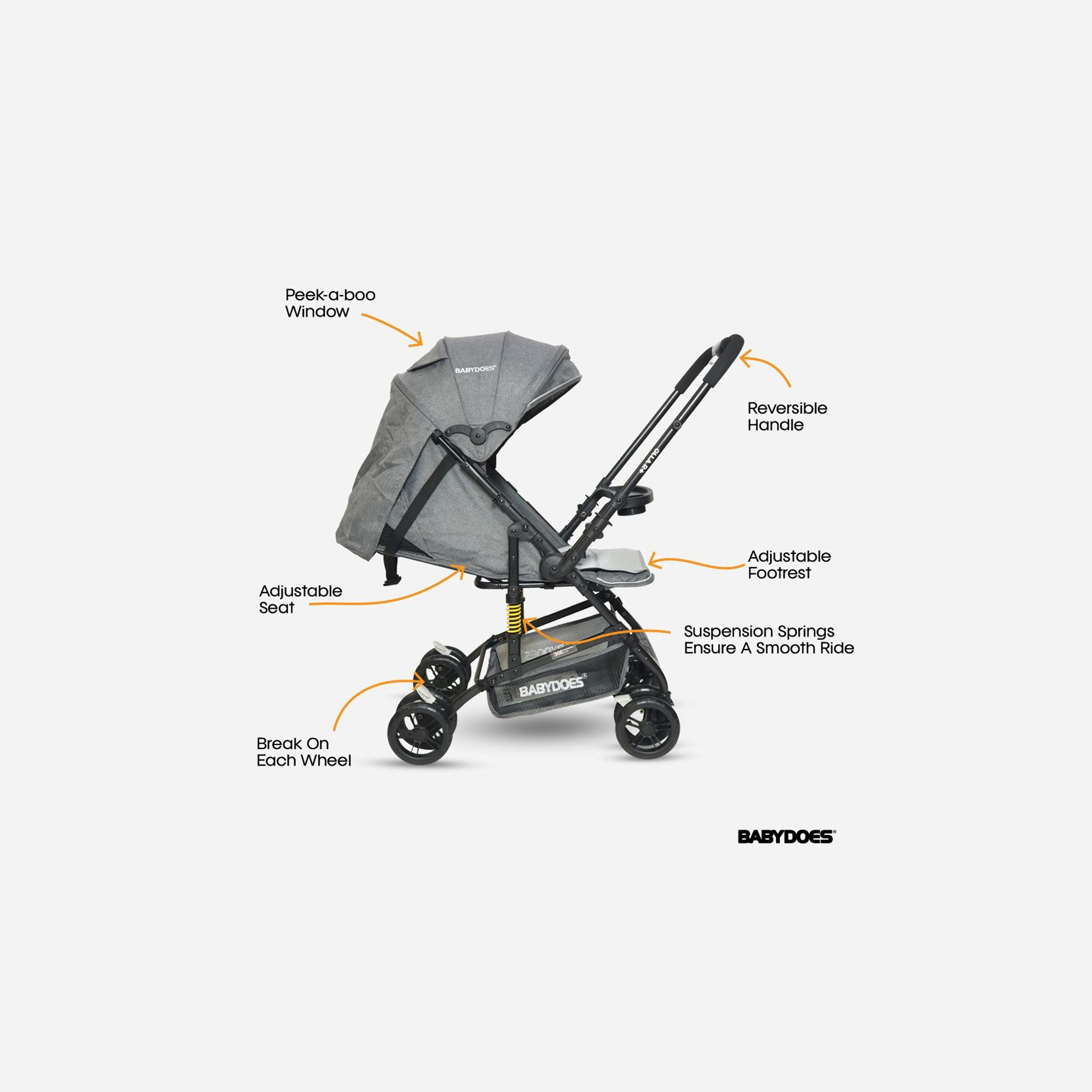 Babydoes Olla R+ Foldable Stroller with Reversable Handle & Air Travel Cabin - 0-4 Years-baby-gear-strollersandprams-strollers-image-3