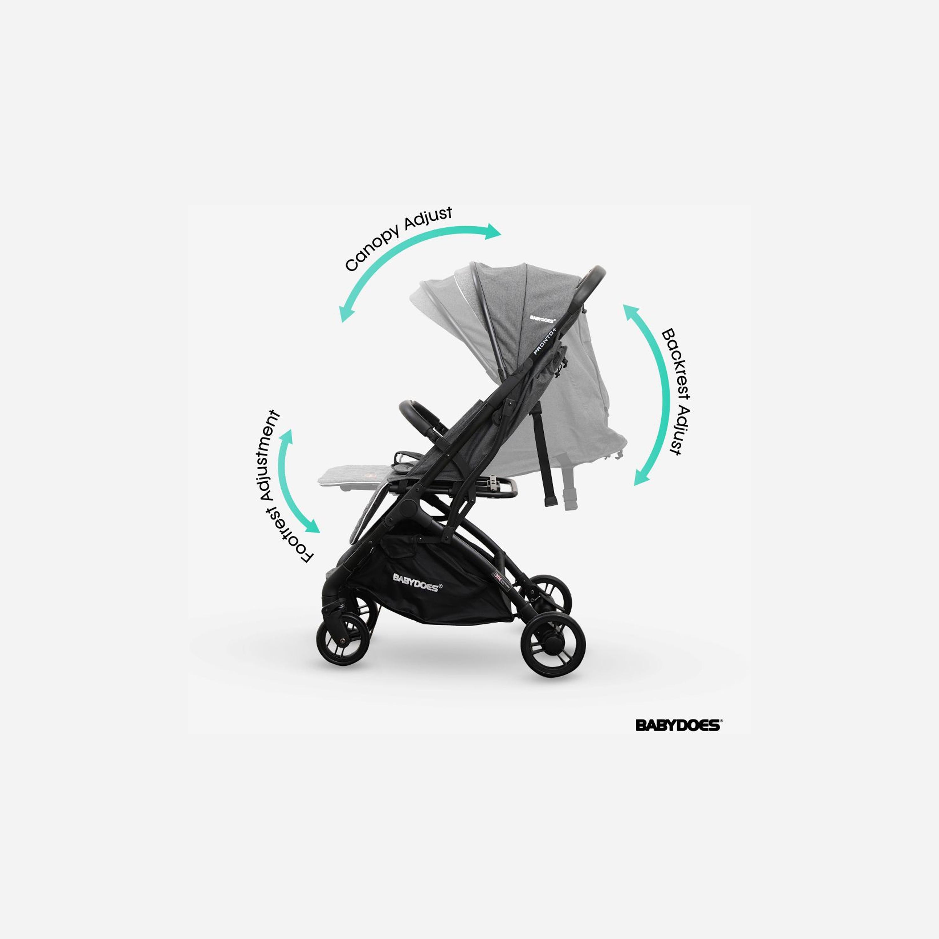 Babydoes Pronto+ Foldable Stroller with One-Click Brake System & Wide Canopy - 0-4 Years-baby-gear-strollersandprams-strollers-image-4