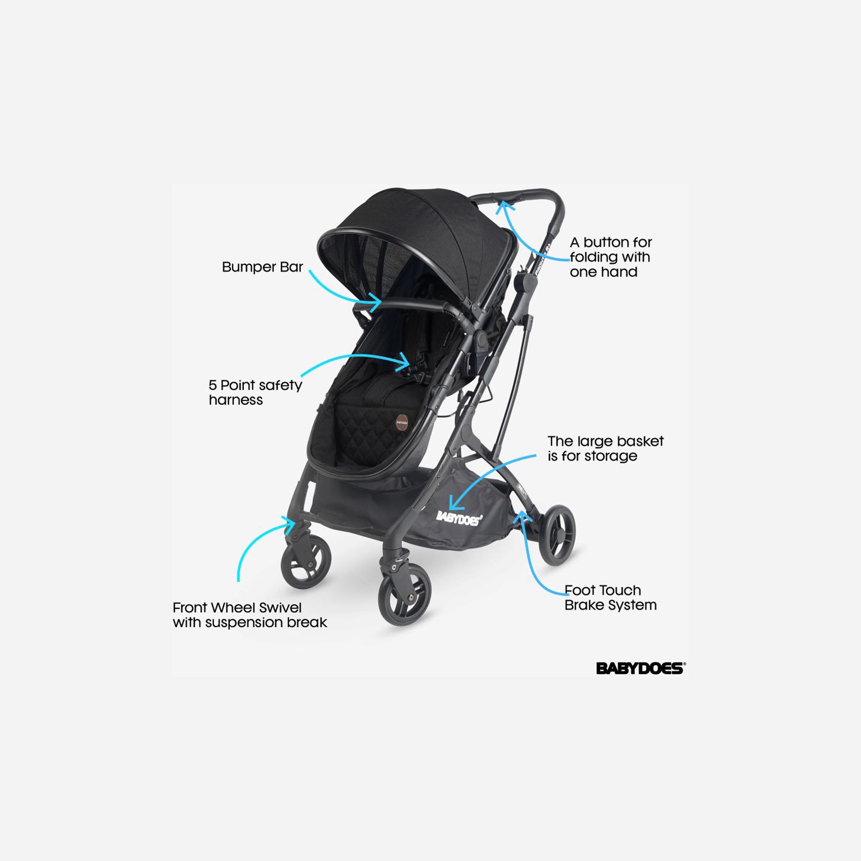 Babydoes Pronto R+ 2-In-1 Foldable Stroller with Reversible Seat & Sleeping Basket - 0-4 Years-baby-gear-strollersandprams-strollers-image-2