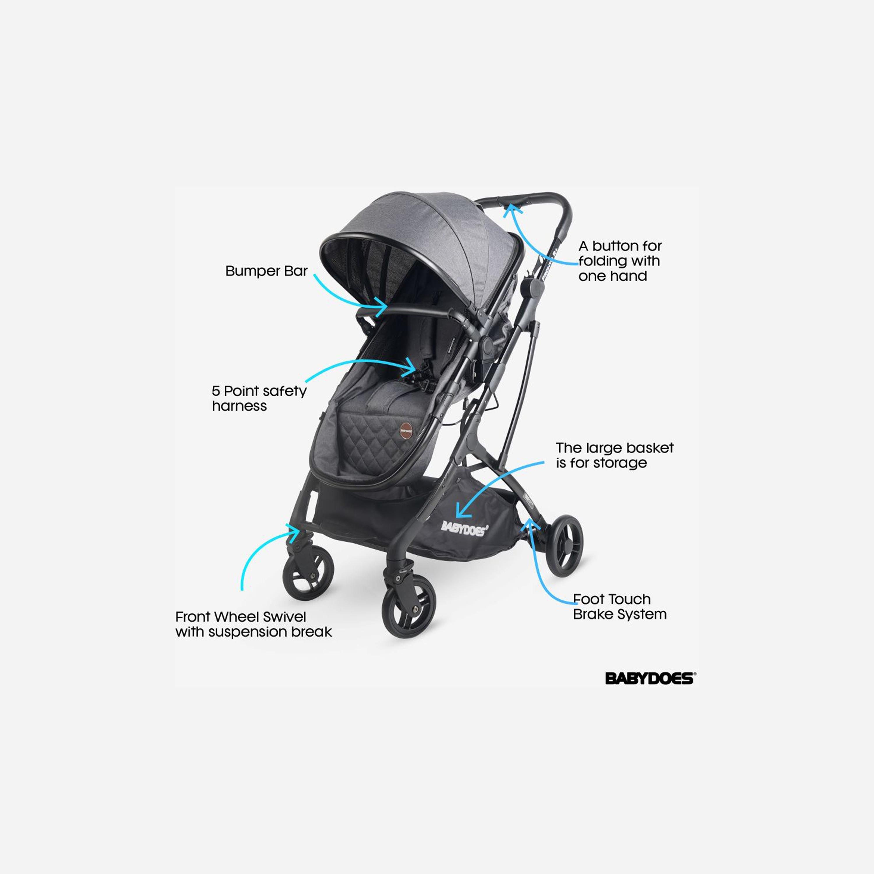 Babydoes Pronto R+ 2-In-1 Foldable Stroller with Reversible Seat & Sleeping Basket - 0-4 Years-baby-gear-strollersandprams-strollers-image-2