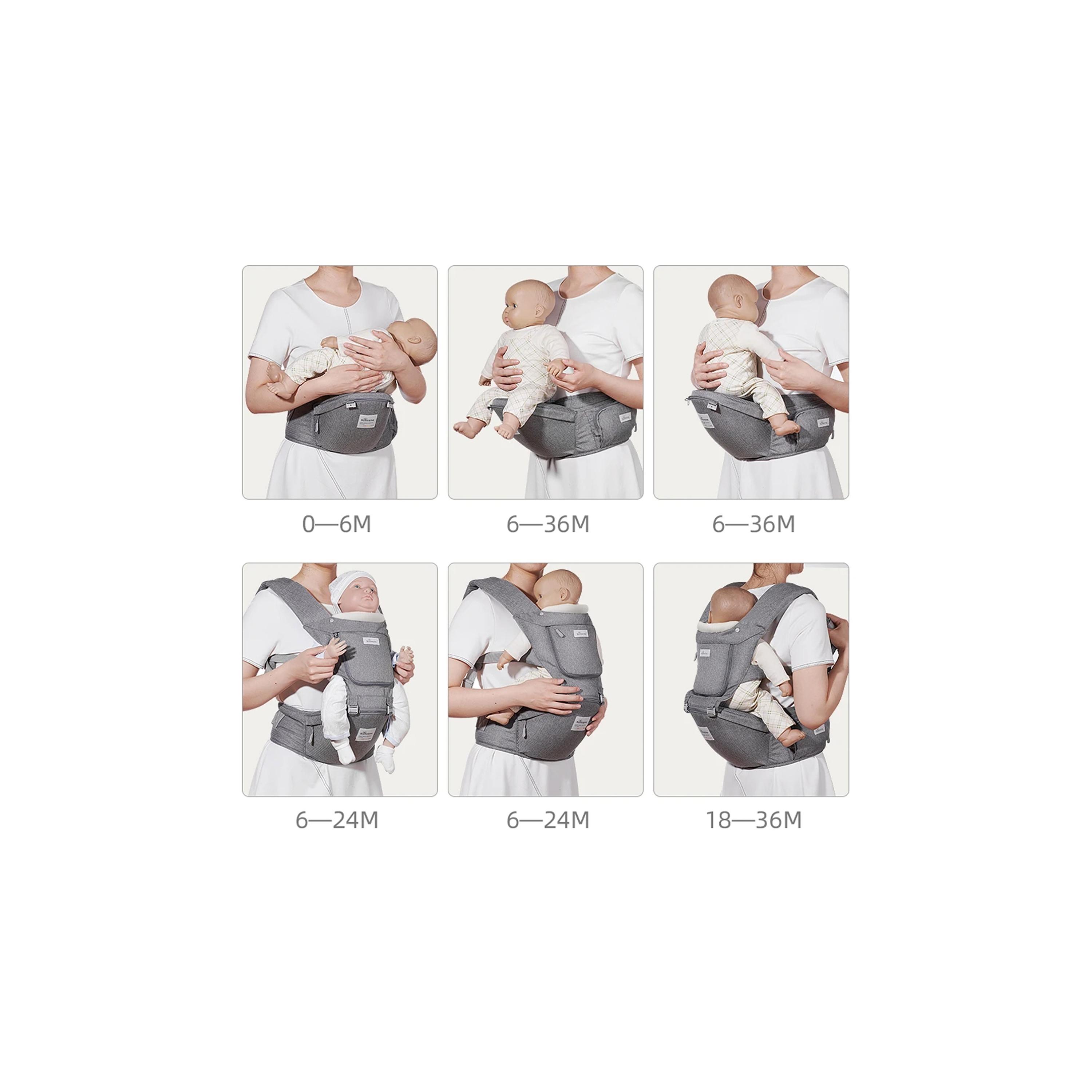 Sunveno Multi-Function Baby Carrier with Hip Seat - Grey-baby-gear-babycarriers-image-2