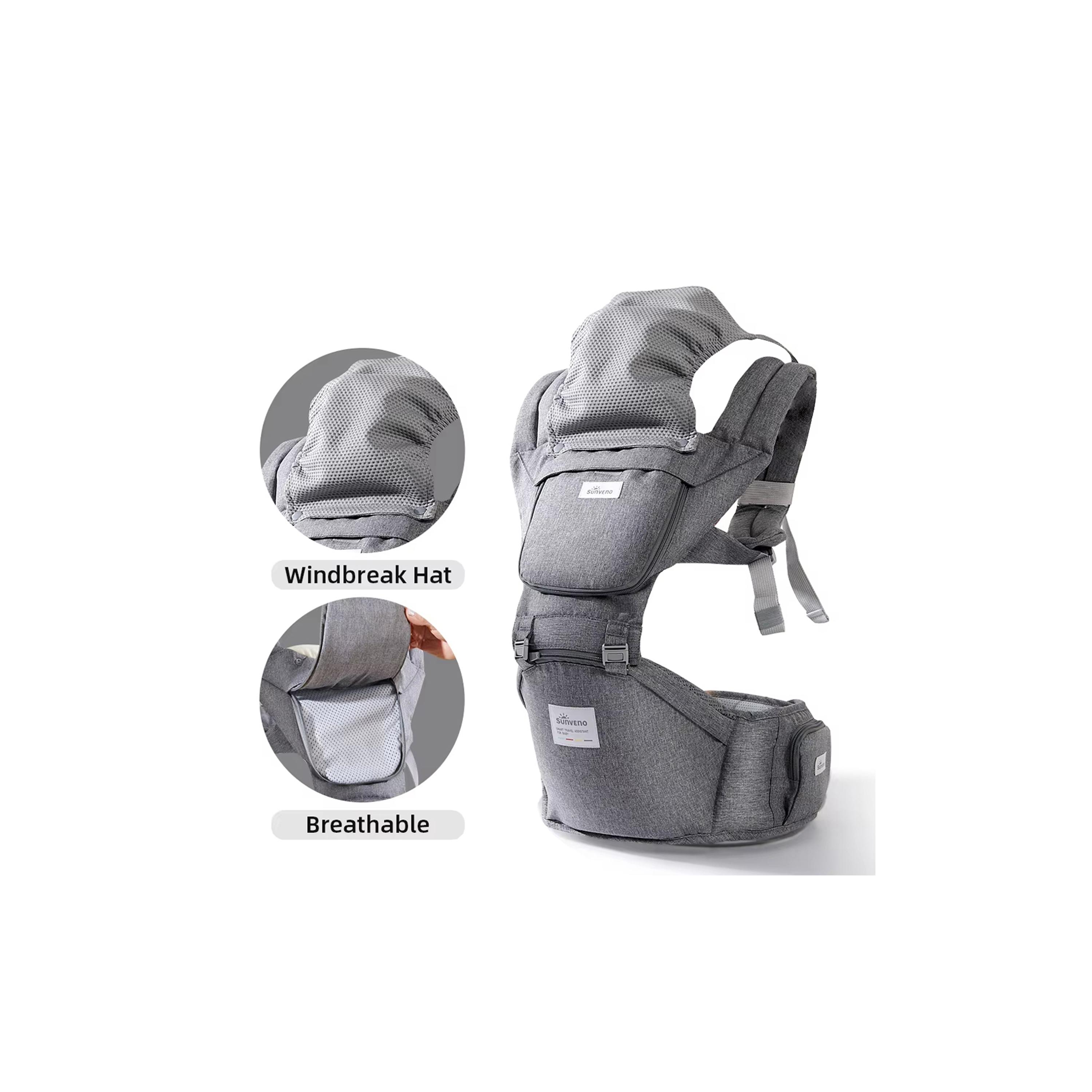 Sunveno Multi-Function Baby Carrier with Hip Seat - Grey-baby-gear-babycarriers-image-4