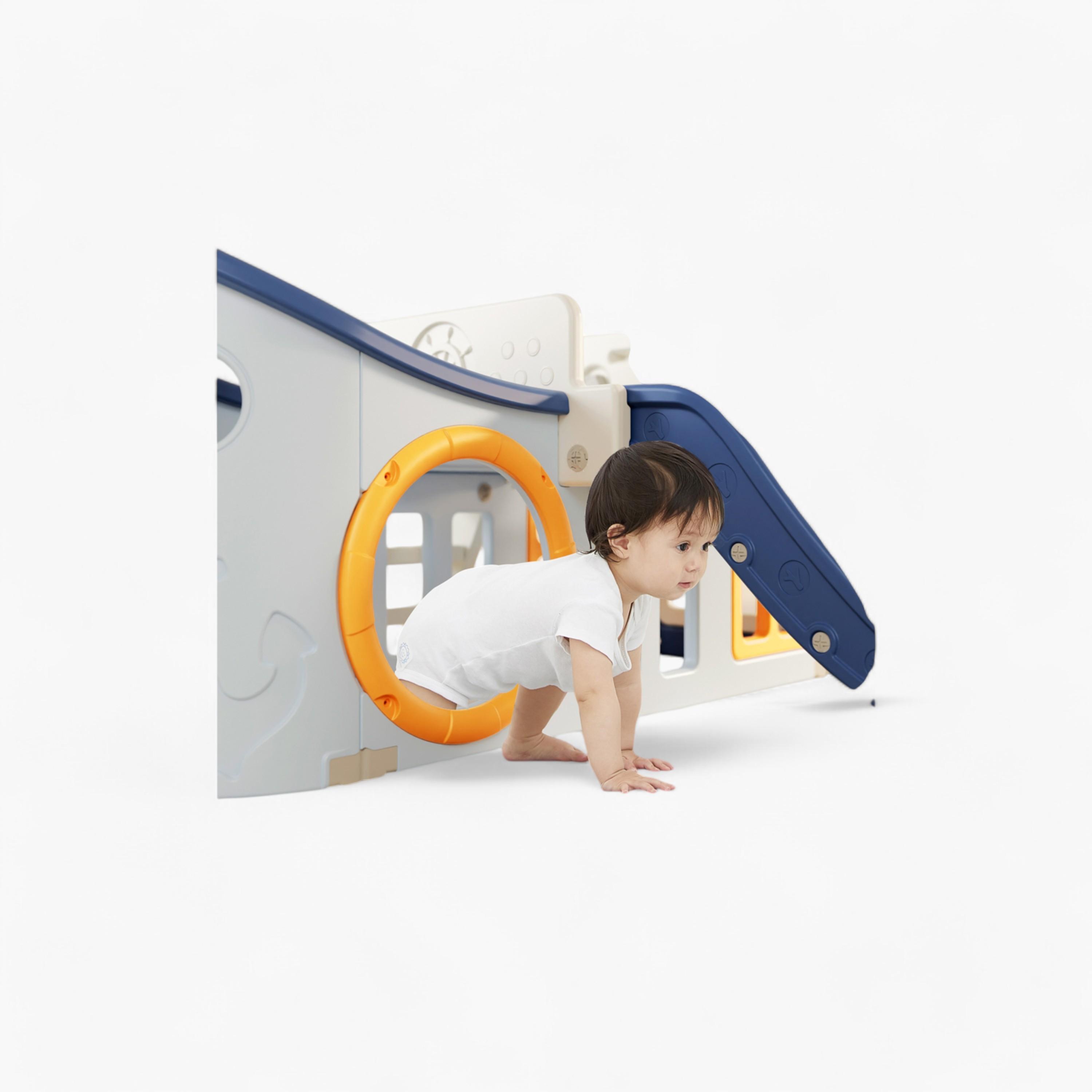 Little Story Activity Slide Boat House with Basketball Ring & Toy Storage - Blue-toys-outdoor-playhousesandplayards-image-9