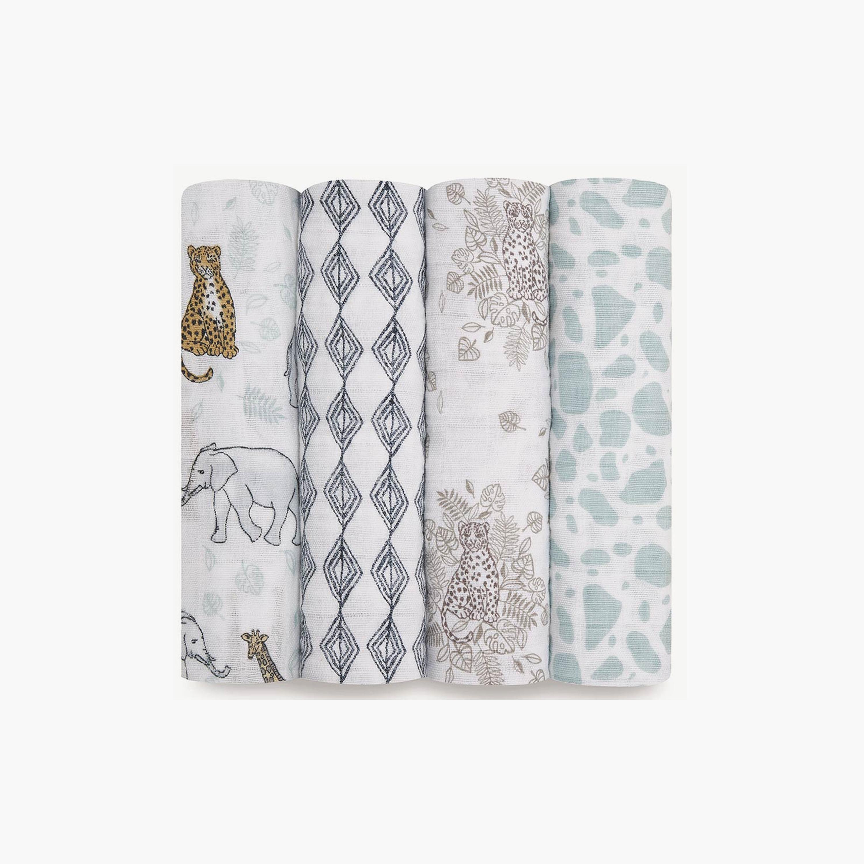 Aden + Anais 4-Piece Classic Swaddles - Jungle-baby-nursery-blanketsandswaddles-swaddlesandsleepingbags-image-1