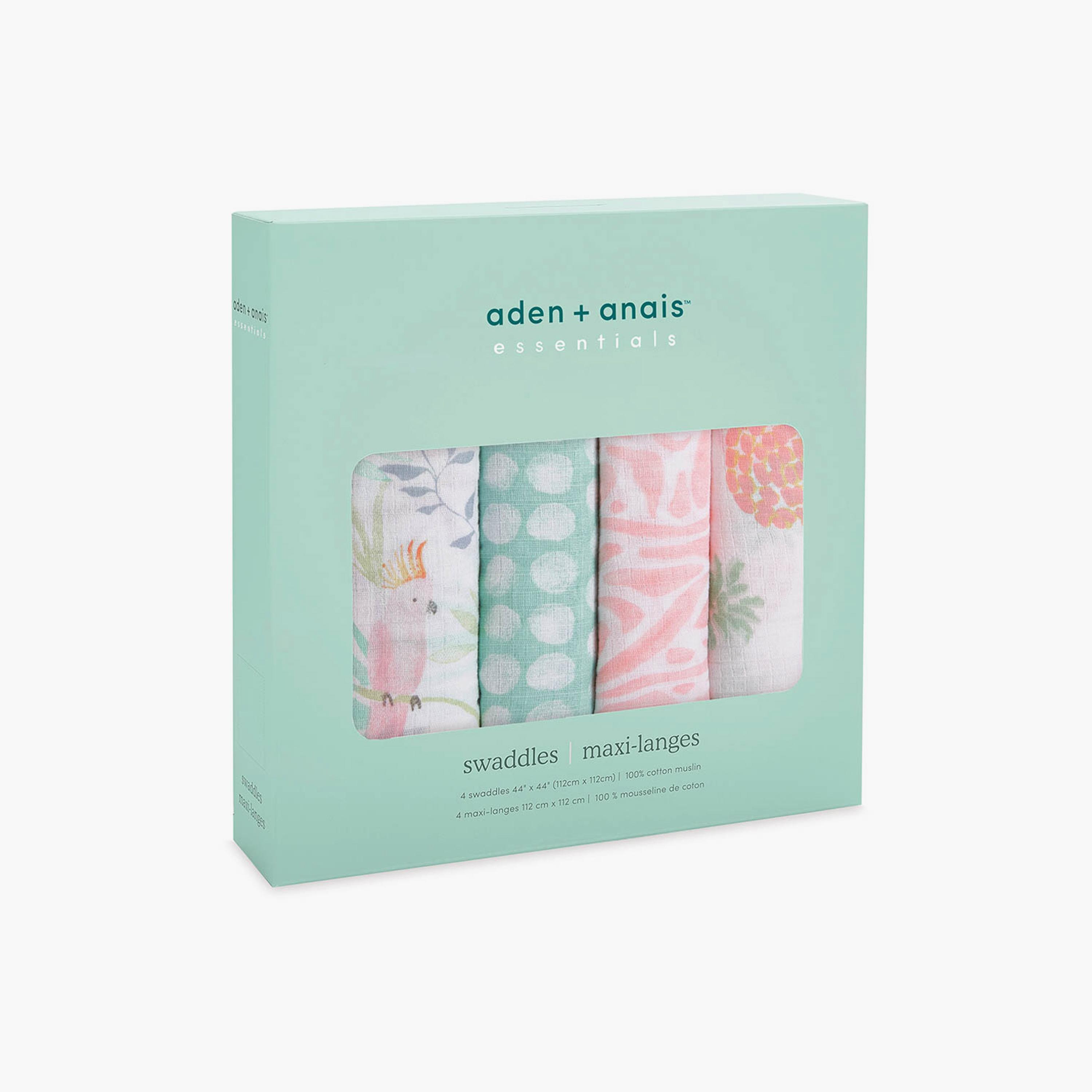 Aden + Anais 4-Piece Essentials Swaddles - Tropicalia-baby-nursery-blanketsandswaddles-swaddlesandsleepingbags-image-3