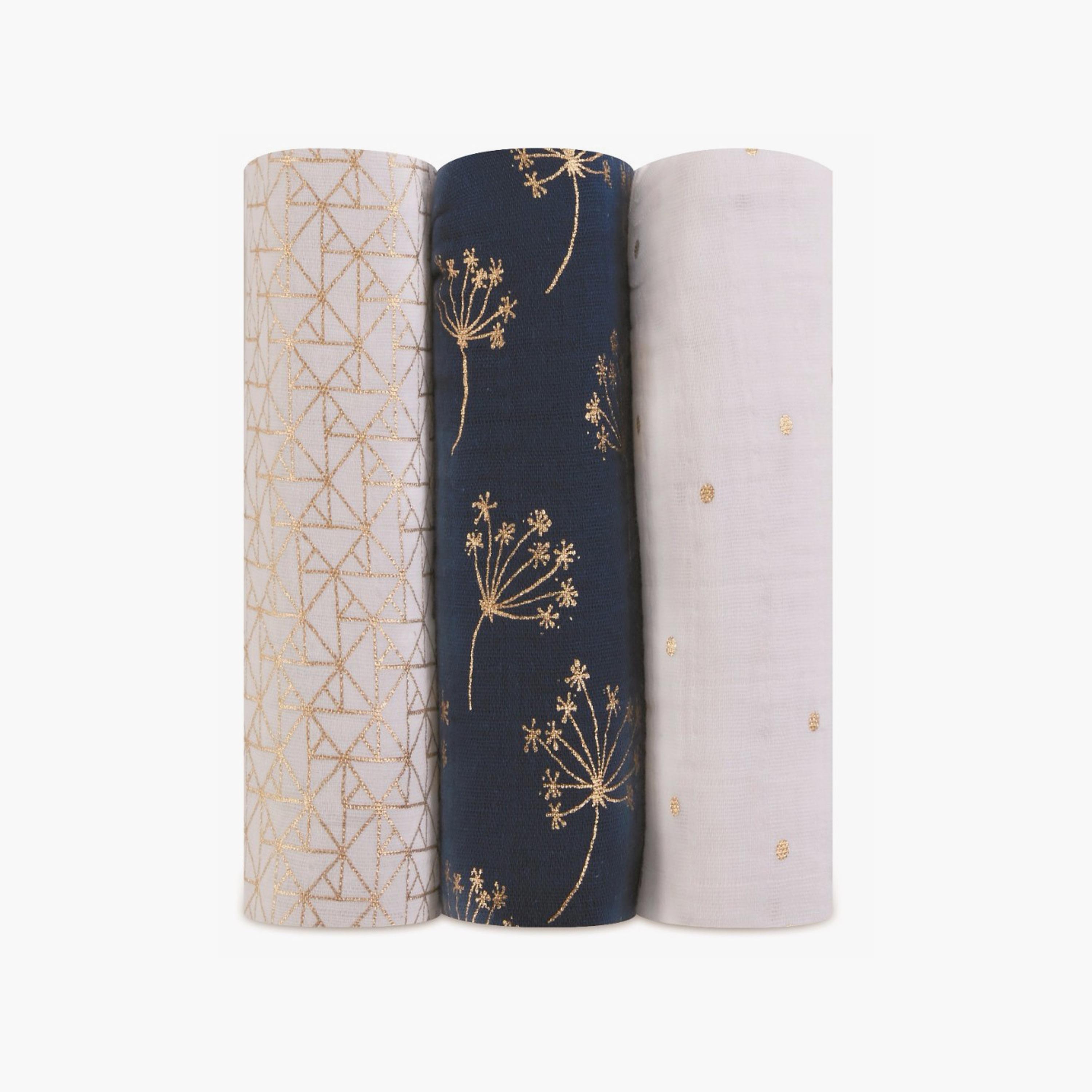 Aden + Anais 3-Piece Swaddles - Metallic Gold-baby-nursery-blanketsandswaddles-swaddlesandsleepingbags-image-1