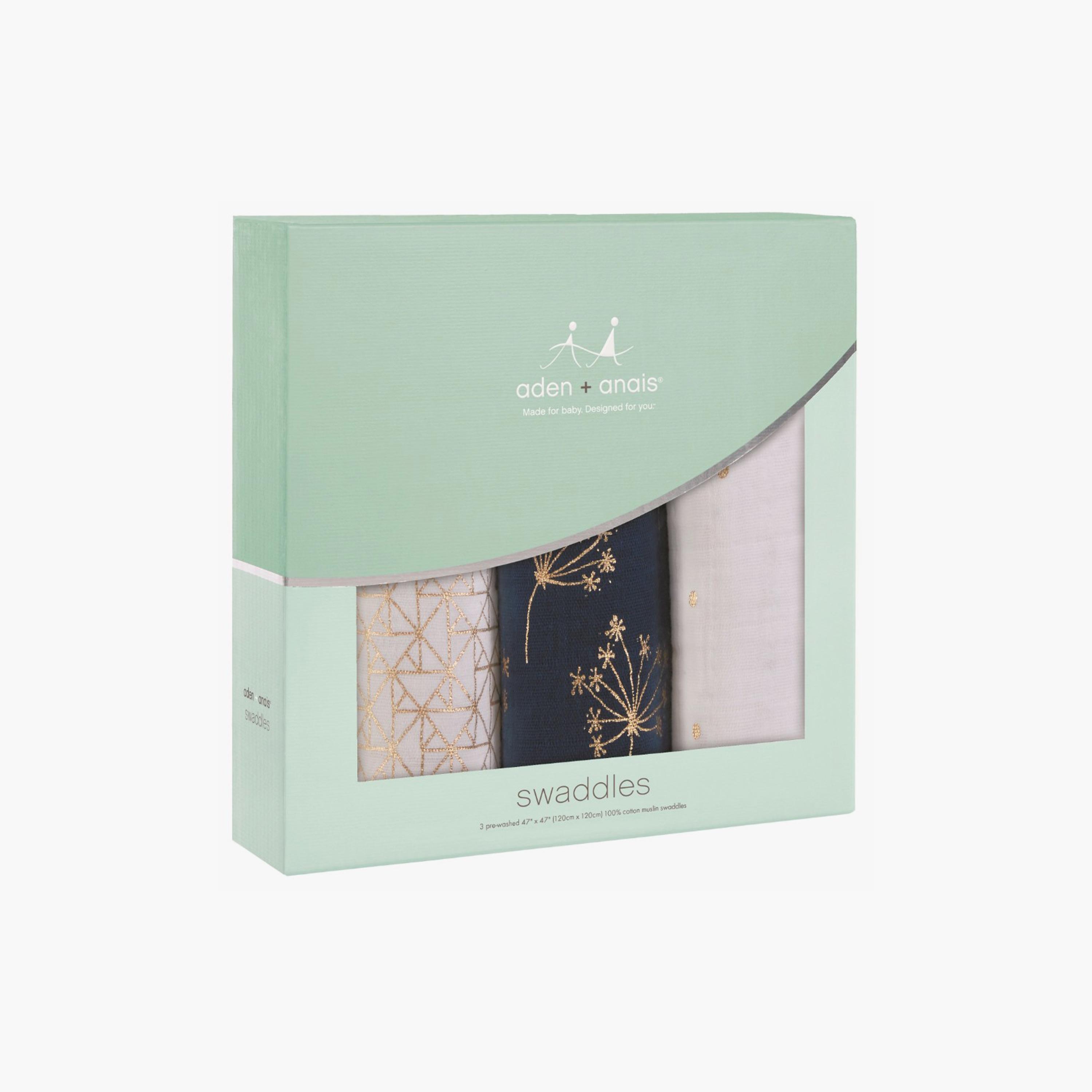 Aden + Anais 3-Piece Swaddles - Metallic Gold-baby-nursery-blanketsandswaddles-swaddlesandsleepingbags-image-3