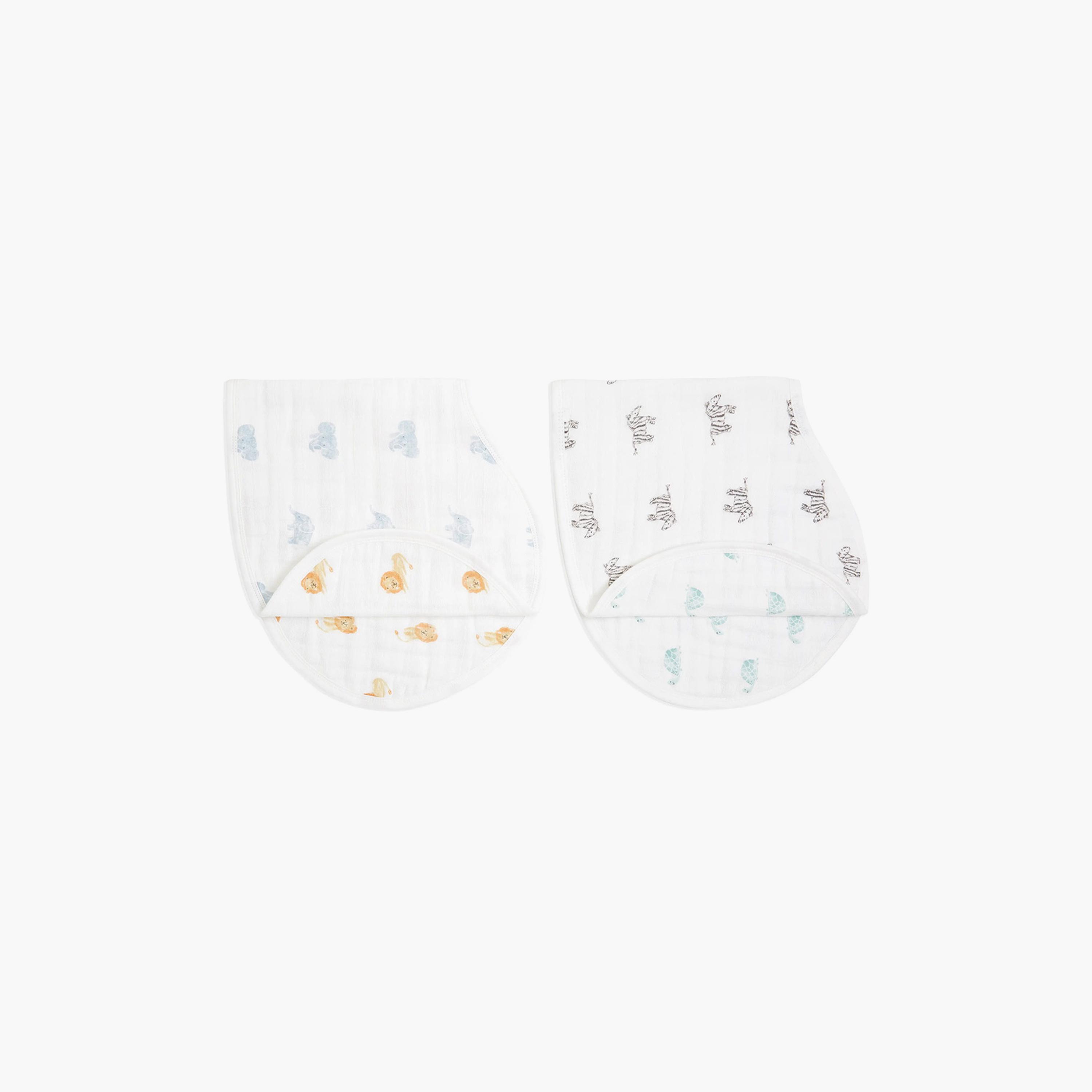 Aden + Anais 2-Piece Organic Cotton Muslin Burpy Bibs - Animal Kingdom-baby-feeding-bibs-image-1