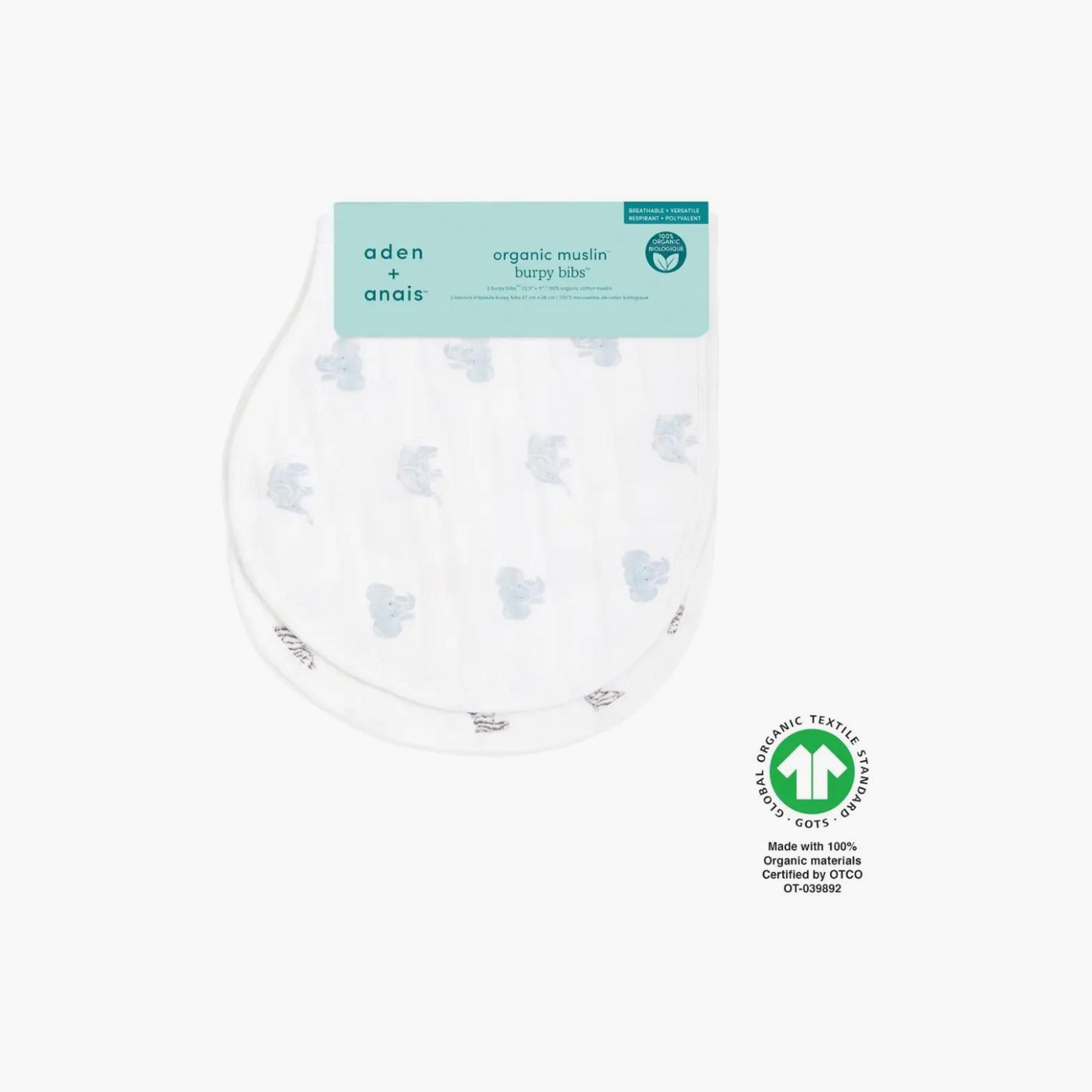 Aden + Anais 2-Piece Organic Cotton Muslin Burpy Bibs - Animal Kingdom-baby-feeding-bibs-image-2