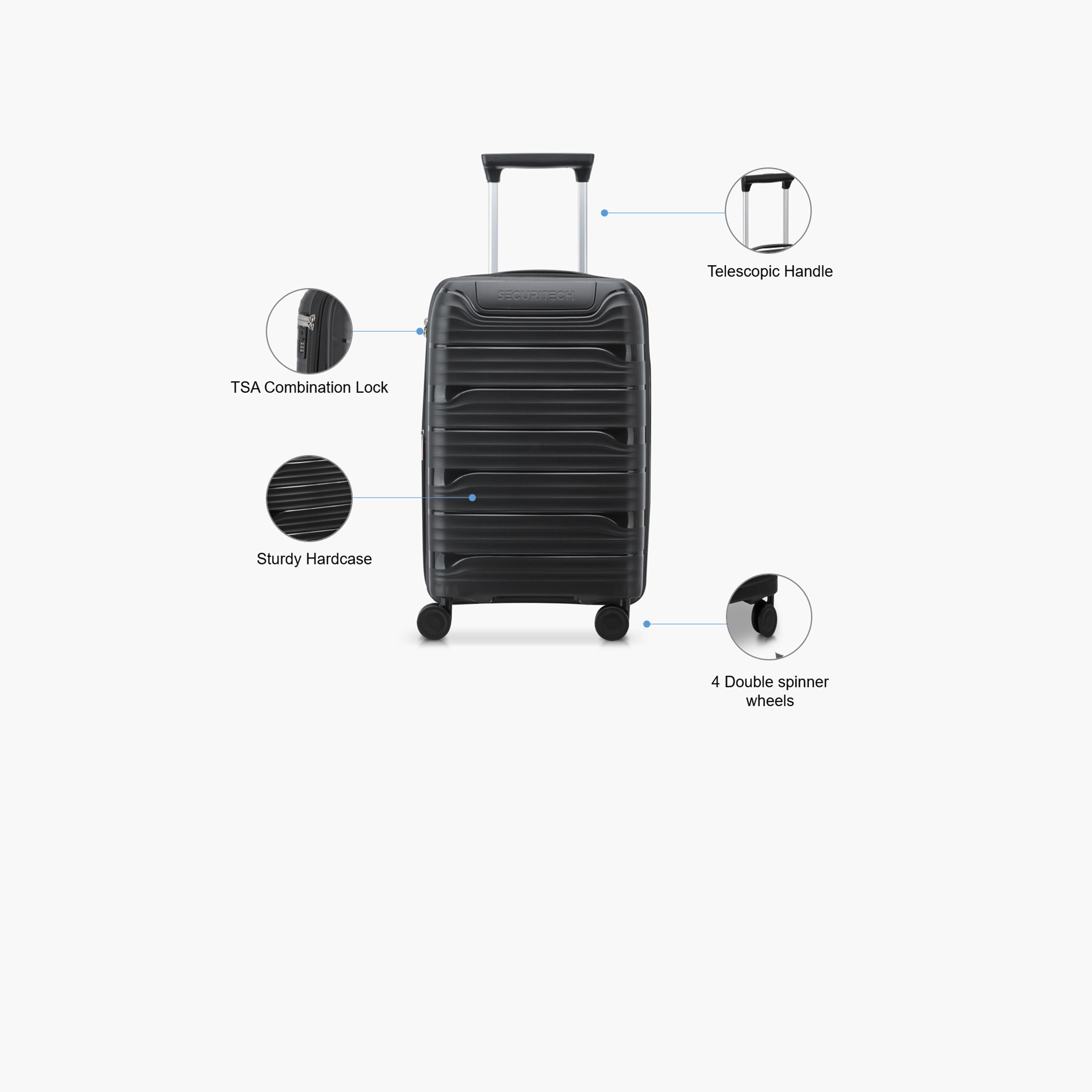Delsey Paris Securitech Dune 55 CM Small Cabin Polypropylene Hard Sided 4-Wheeler Spinner Trolley Bag with TSA Combination Lock-travel-luggagesandbags-luggage-image-3