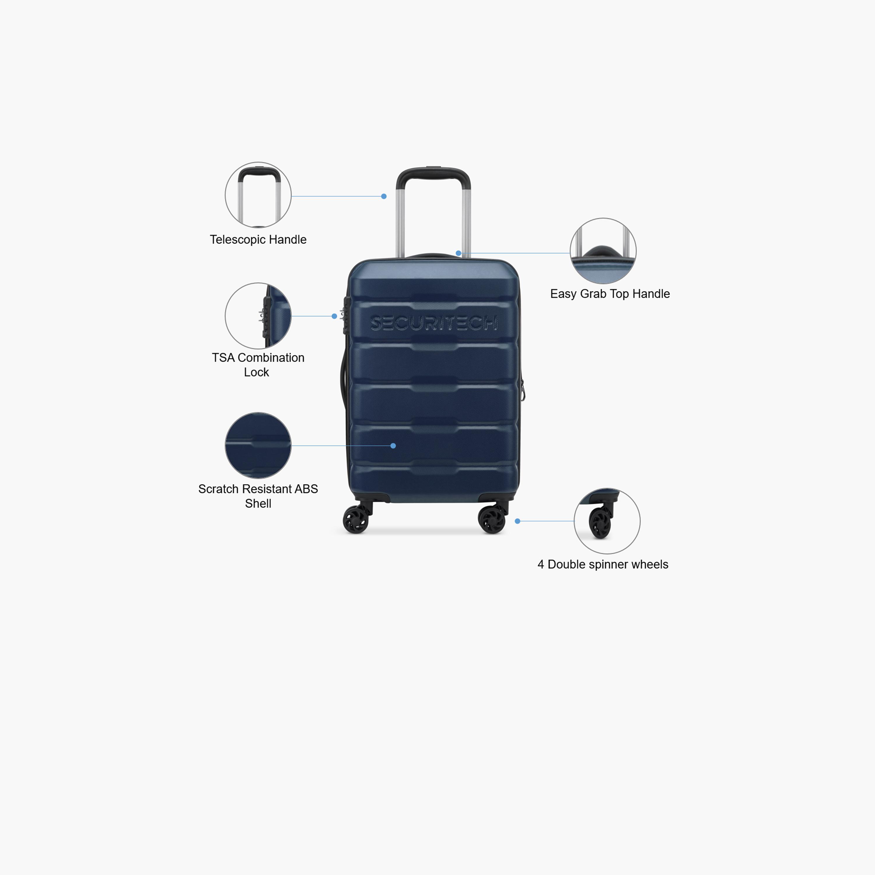 Delsey Paris Securitech Citadel 55 CM Small Cabin Polycarbonate with ABS Hard Sided 4-Wheeler Spinner Trolley Bag with TSA Combination Lock-travel-luggagesandbags-luggage-image-3