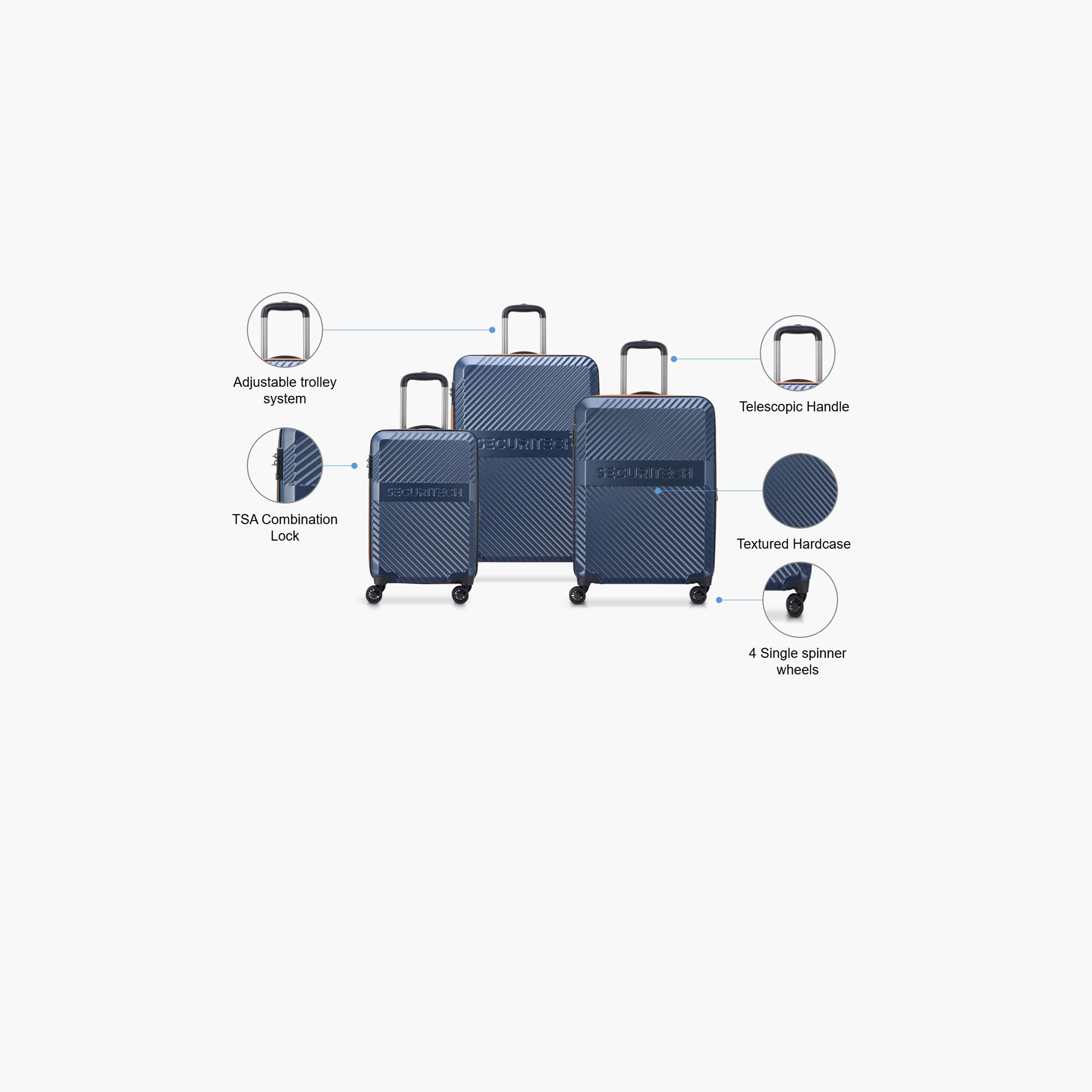 Delsey Paris Securitech Patrol Set of 3 Polycarbonate with ABS Hard Sided 4-Wheeler Spinner Trolley Bag with TSA Combination Lock-travel-luggagesandbags-luggage-image-2
