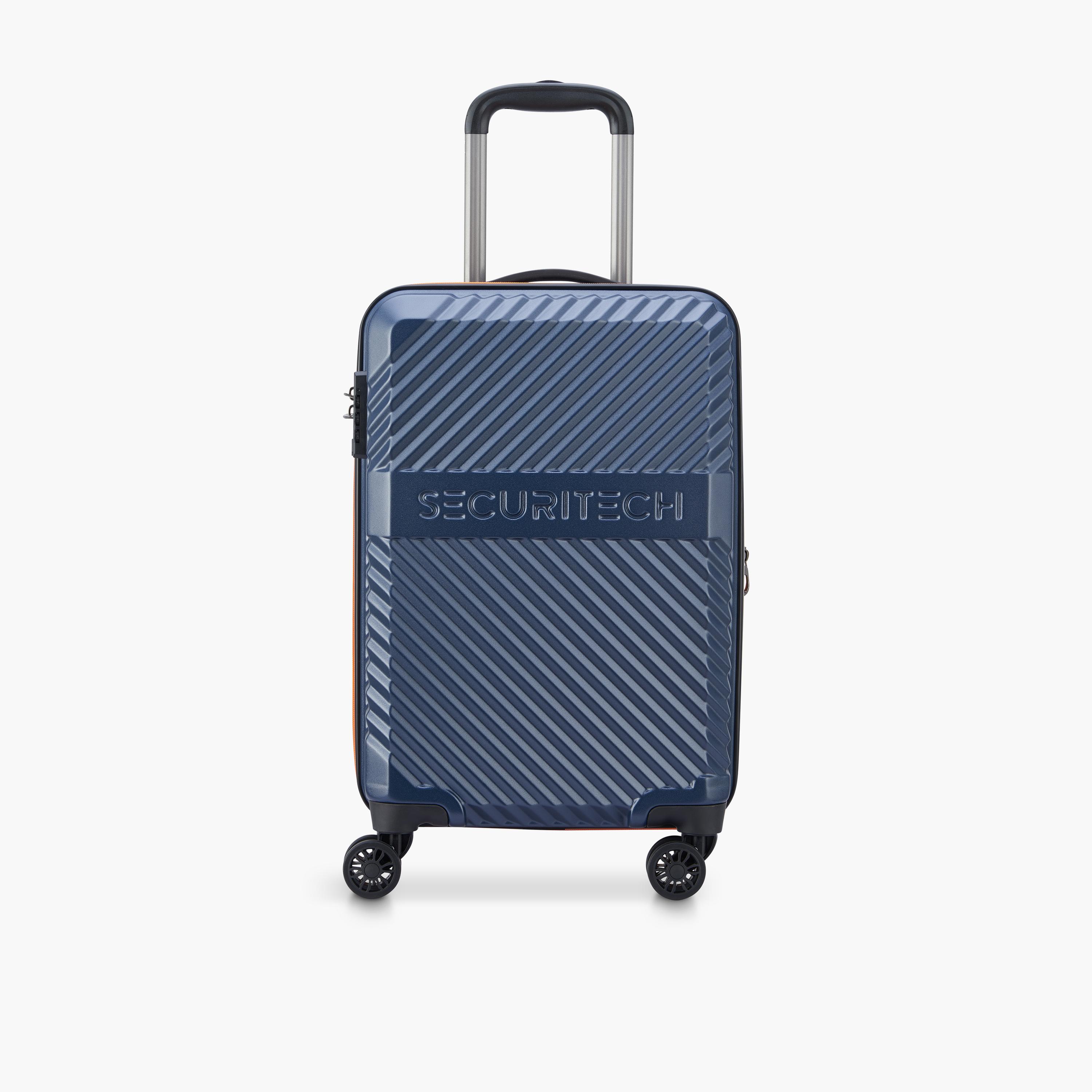 Delsey Paris Securitech Patrol 55 CM Small Cabin Polycarbonate with ABS Hard Sided 4-Wheeler Spinner Trolley Bag with TSA Combination Lock-travel-luggagesandbags-luggage-image-1
