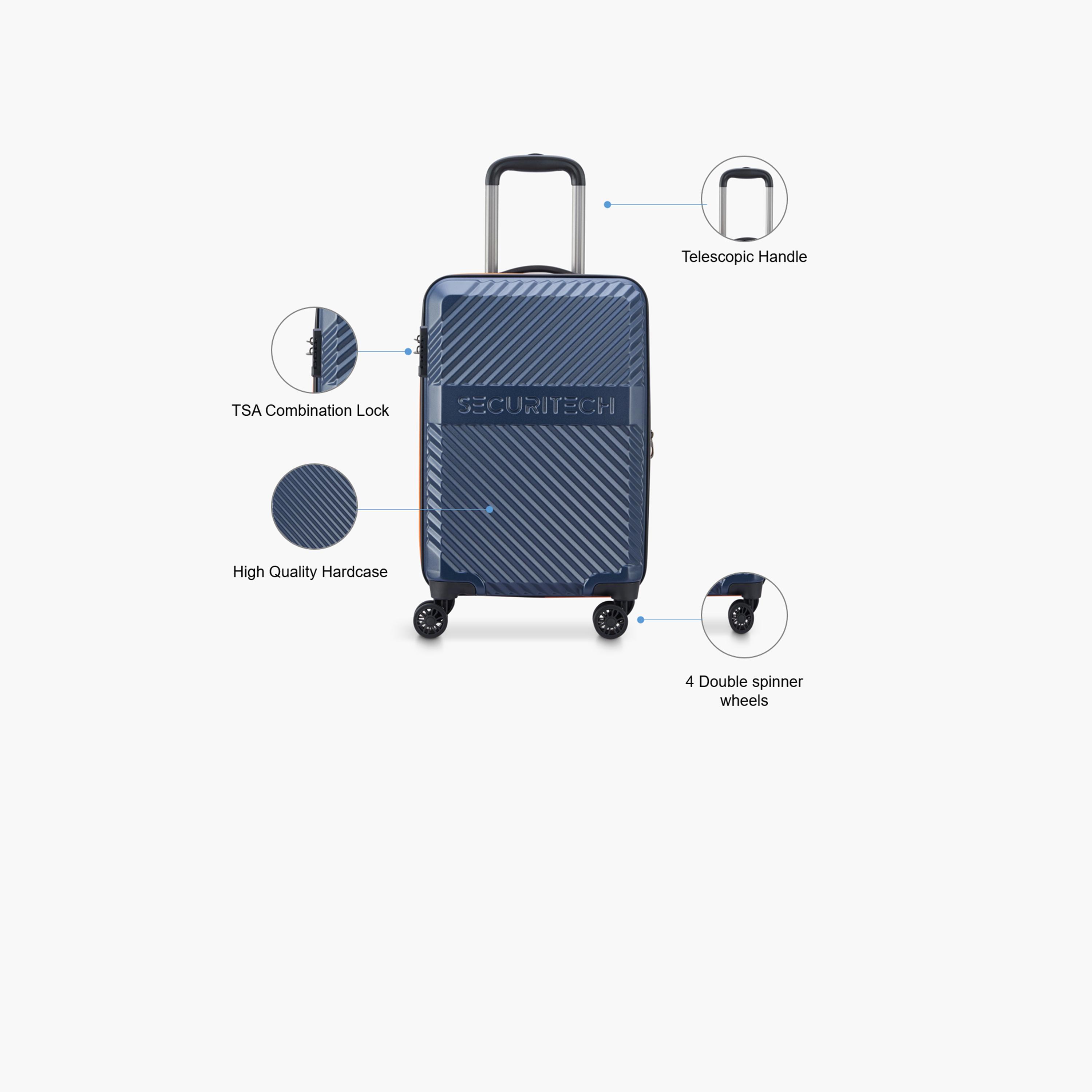 Delsey Paris Securitech Patrol 55 CM Small Cabin Polycarbonate with ABS Hard Sided 4-Wheeler Spinner Trolley Bag with TSA Combination Lock-travel-luggagesandbags-luggage-image-3