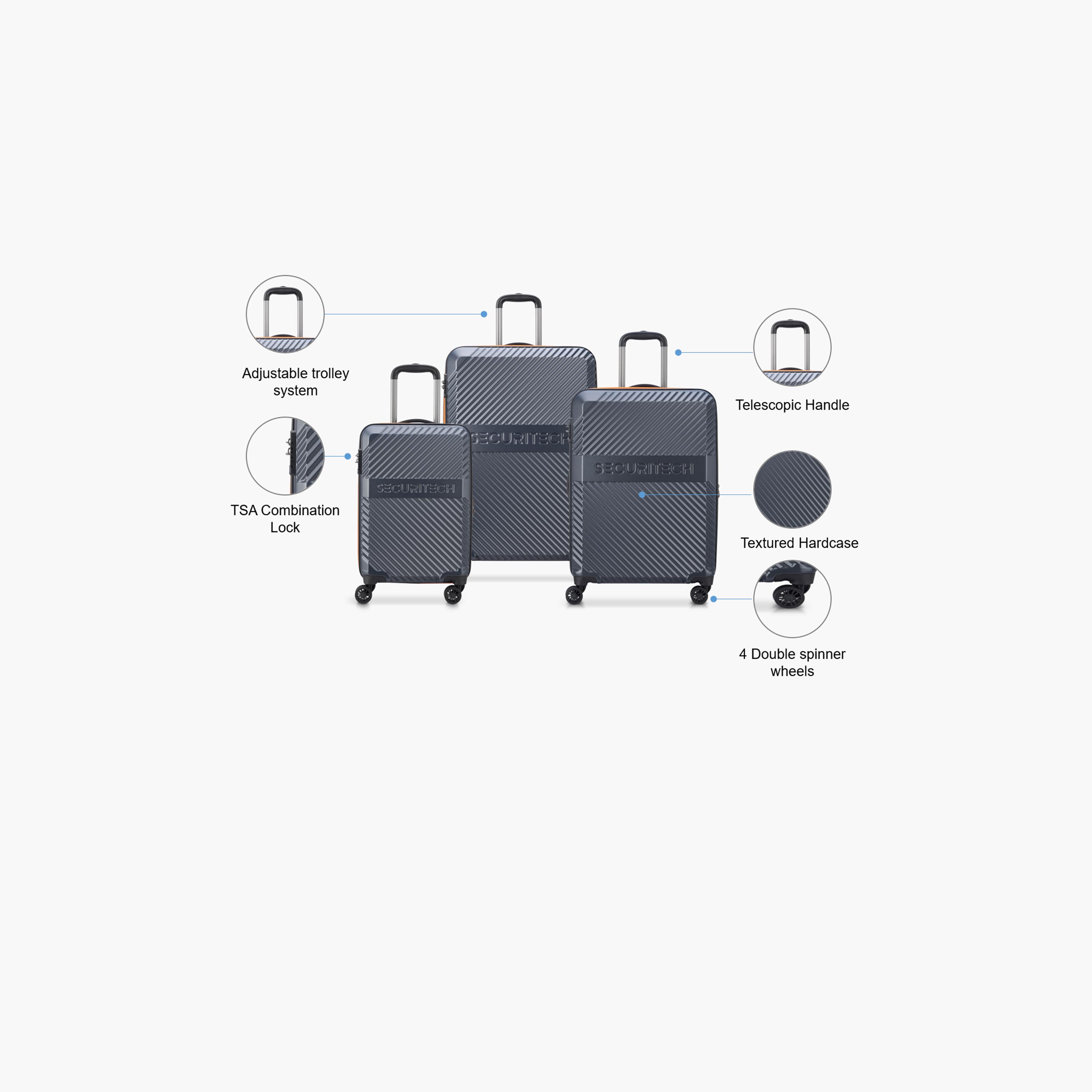 Delsey Paris Securitech Patrol Set of 3 Polycarbonate with ABS Hard Sided 4-Wheeler Spinner Trolley Bag with TSA Combination Lock-travel-luggagesandbags-luggage-image-2