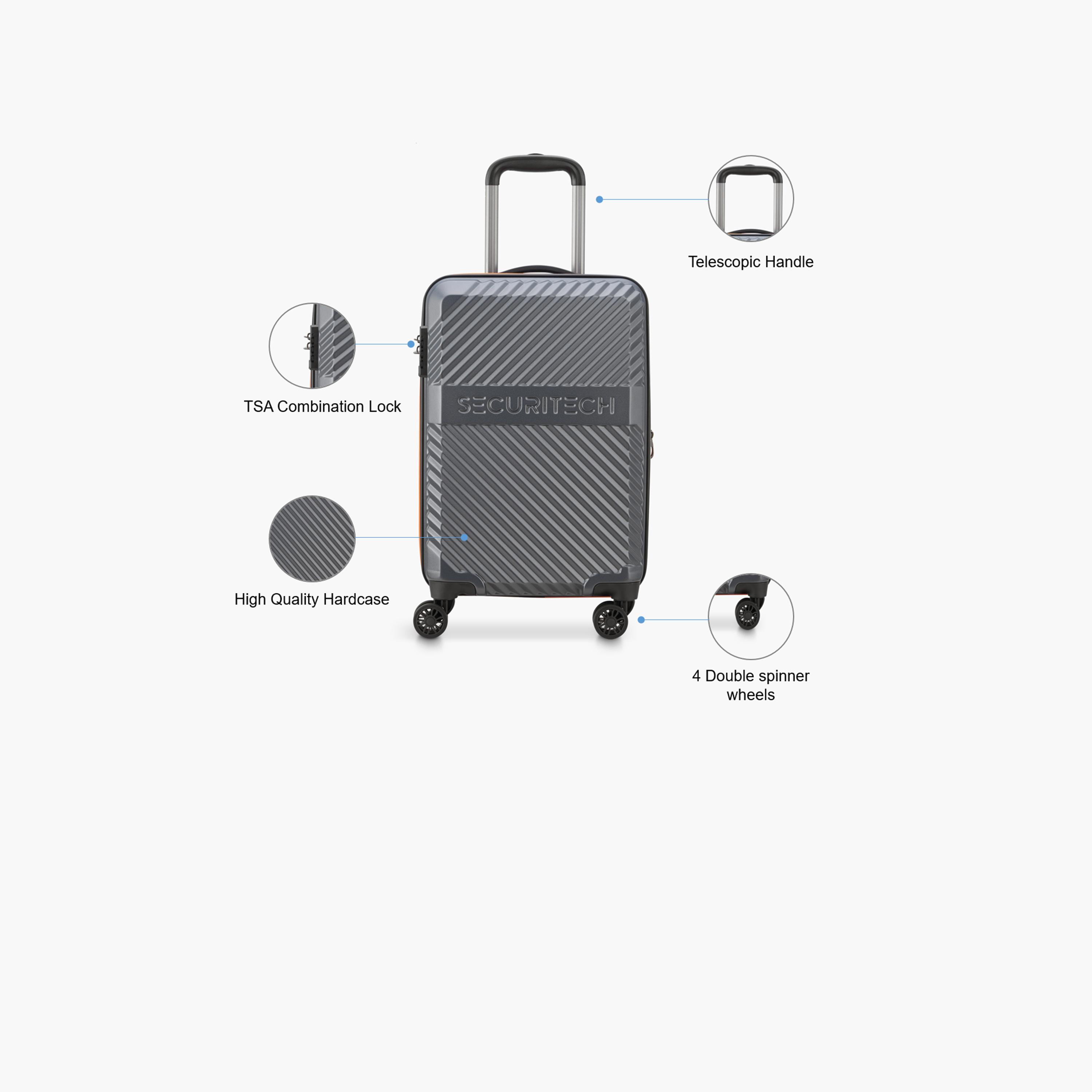 Delsey Paris Securitech Patrol 55 CM Small Cabin Polycarbonate with ABS Hard Sided 4-Wheeler Spinner Trolley Bag with TSA Combination Lock-travel-luggagesandbags-luggage-image-3