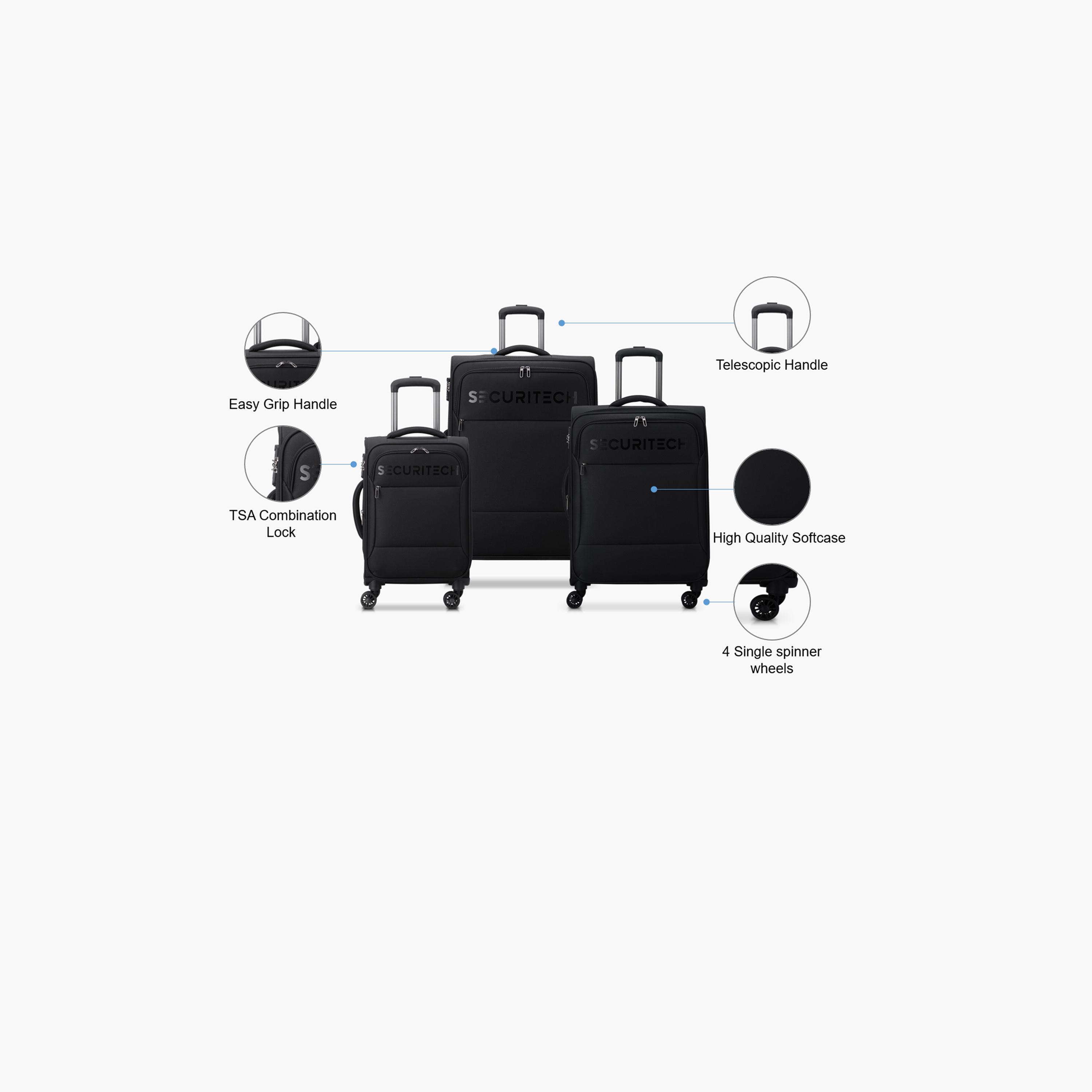 Delsey Paris Securitech Vanuard Set of 3 Polyester Soft Sided 4-Wheeler Spinner Trolley Bag with TSA Combination Lock-travel-luggagesandbags-luggage-image-2