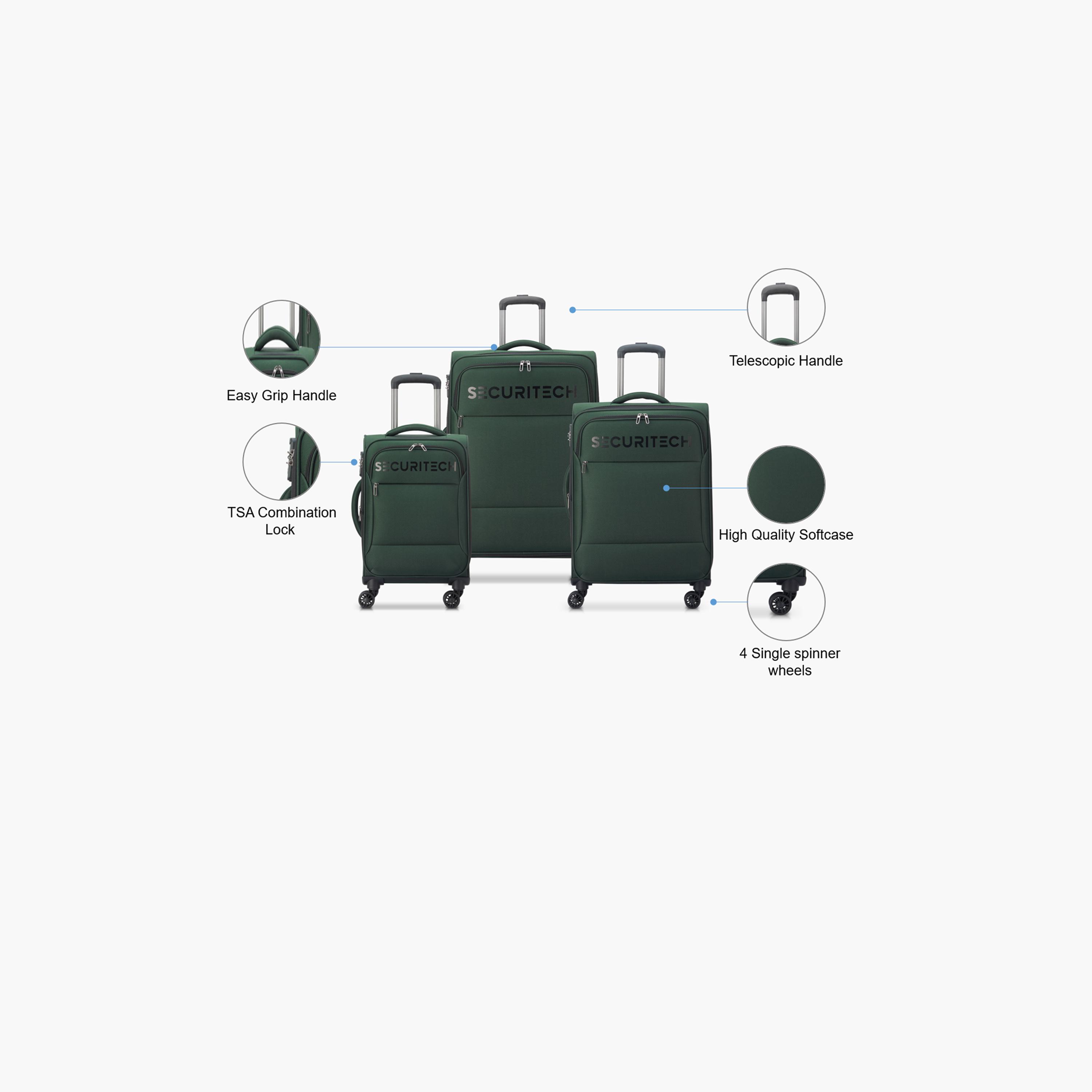 Delsey Paris Securitech Vanuard Set of 3 Polyester Soft Sided 4-Wheeler Spinner Trolley Bag with TSA Combination Lock-travel-luggagesandbags-luggage-image-2