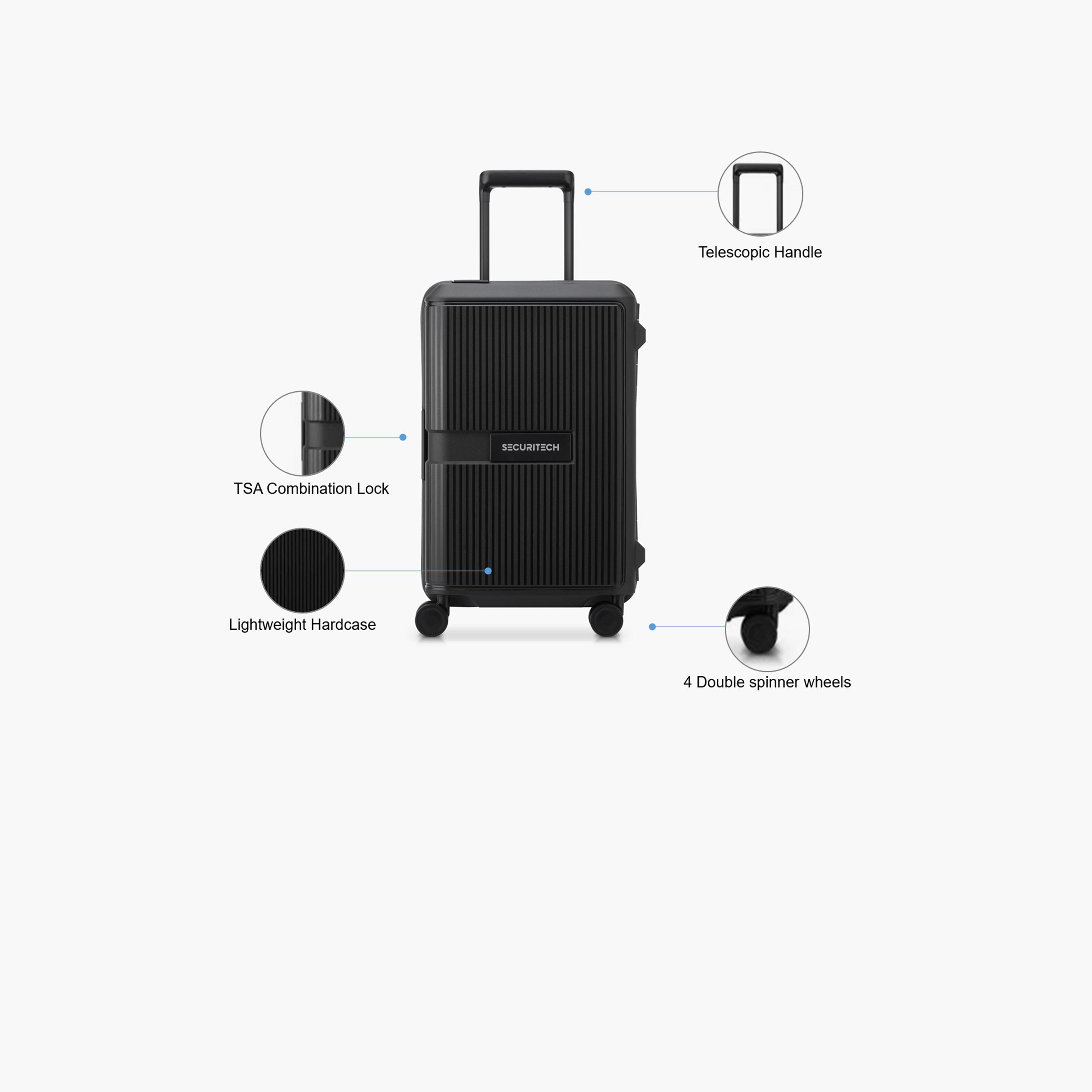 Delsey Paris Securitech Stone 55 CM Small Cabin Polypropylene Hard Sided 4-Wheeler Spinner Trolley Bag with TSA Combination Lock-travel-luggagesandbags-luggage-image-3