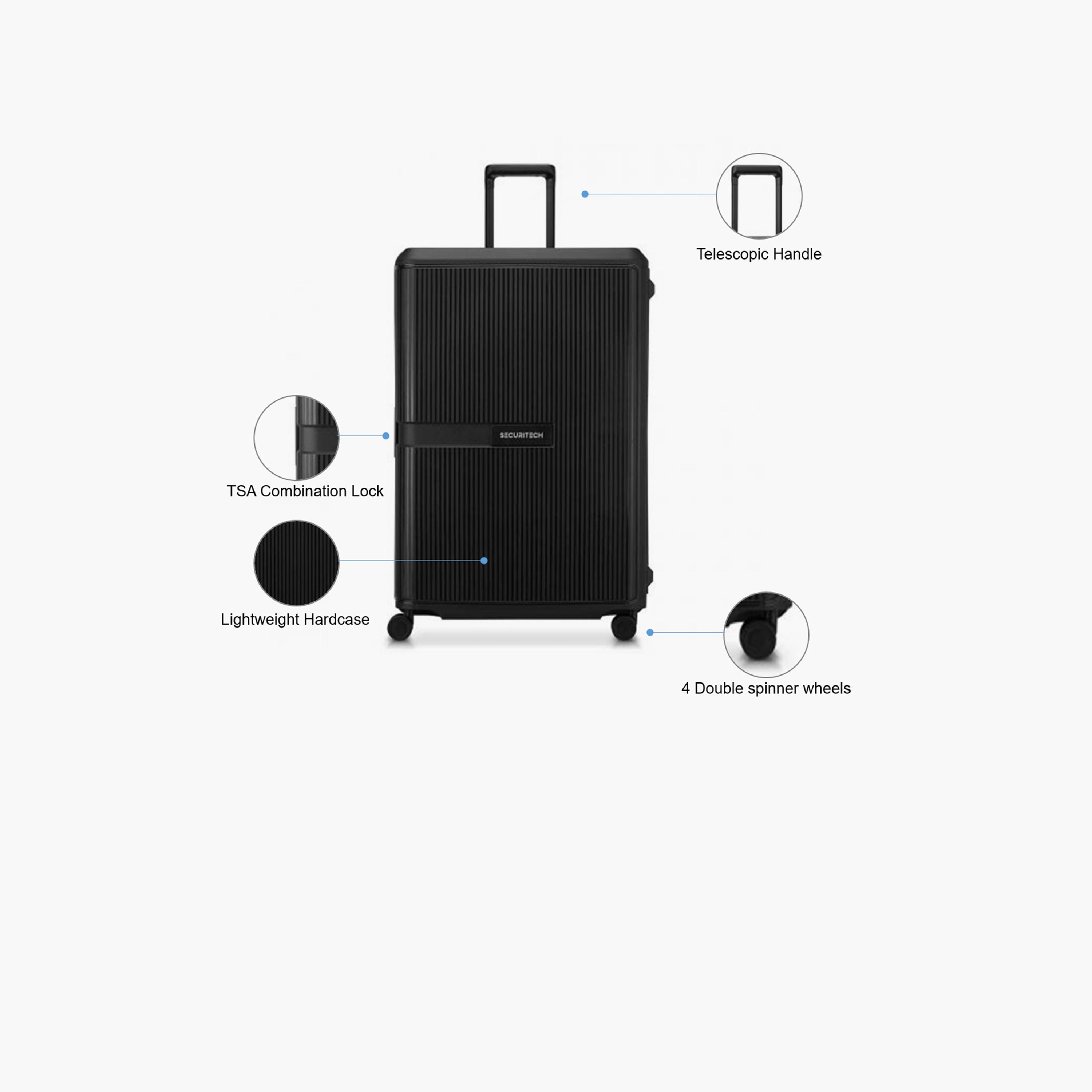 Securitech Stone By Delsey Hardcase Double wheel trolley 82cm black-travel-luggagesandbags-luggage-image-3