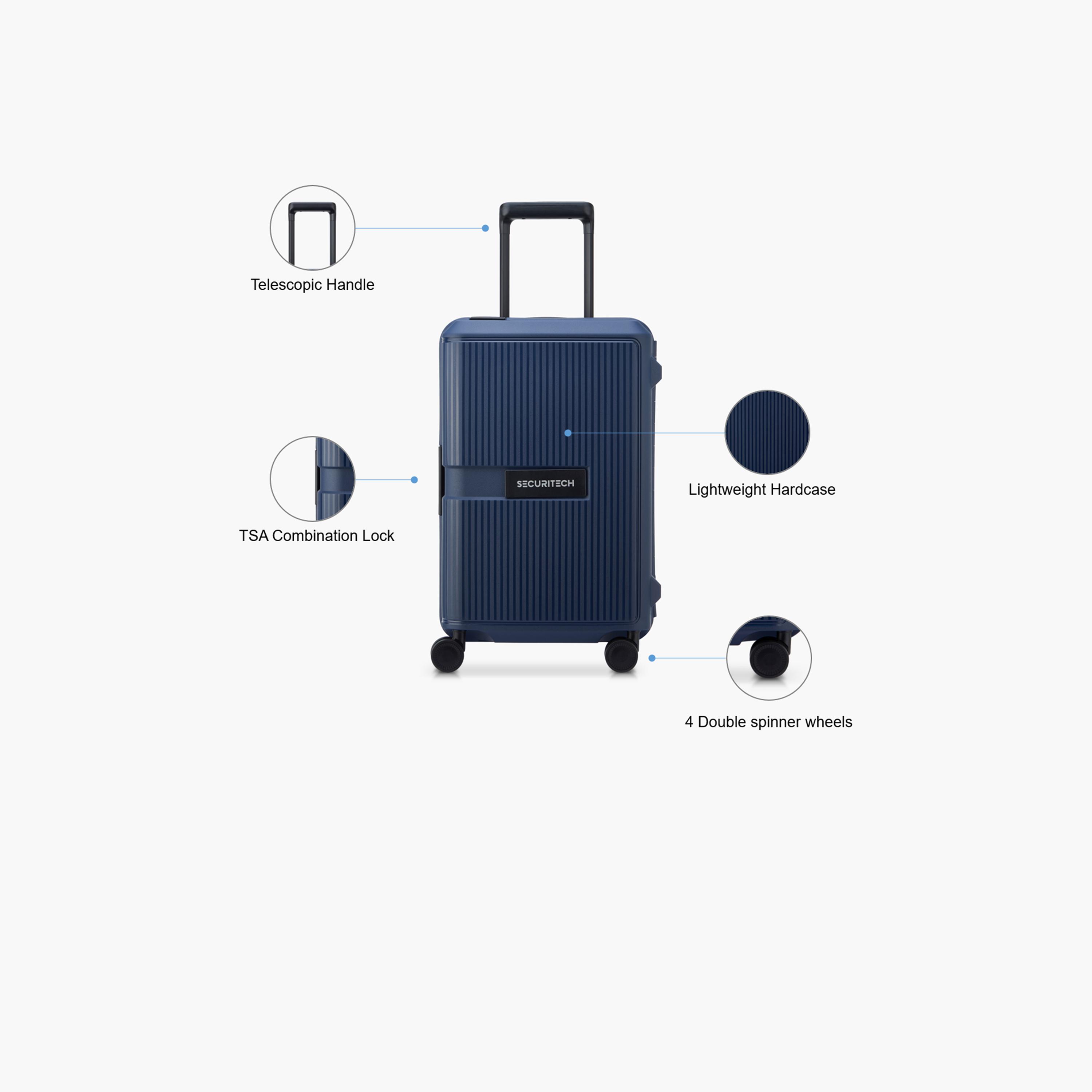 Delsey Paris Securitech Stone 55 CM Small Cabin Polypropylene Hard Sided 4-Wheeler Spinner Trolley Bag with TSA Combination Lock-travel-luggagesandbags-luggage-image-3