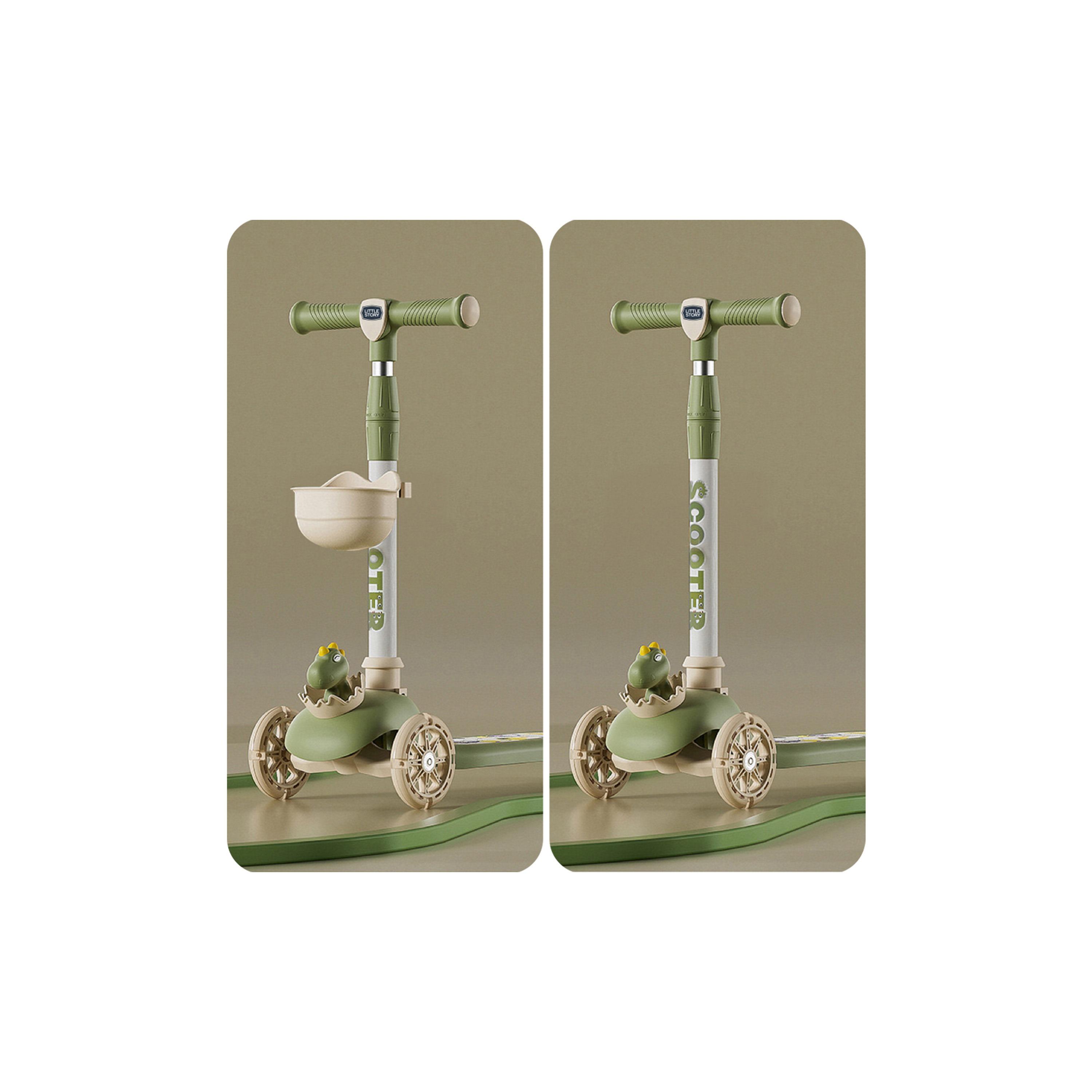 Little Story 2-In-1 Scooter with Ride-On & LED Wheels - Dinosaur-toys-outdoor-scooters-image-2