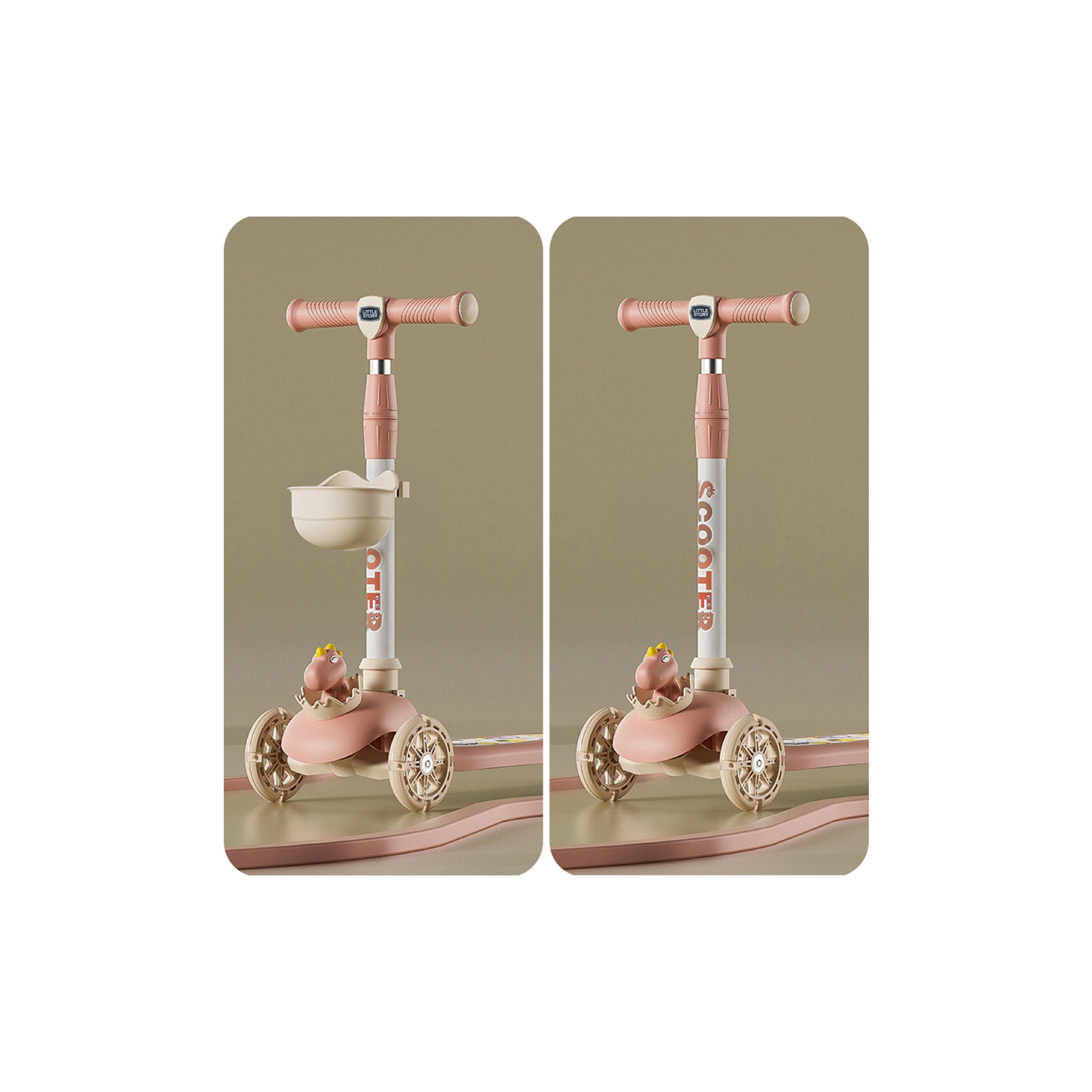 Little Story 2-In-1 Scooter with Ride-On & LED Wheels - Dinosaur-toys-outdoor-scooters-image-2