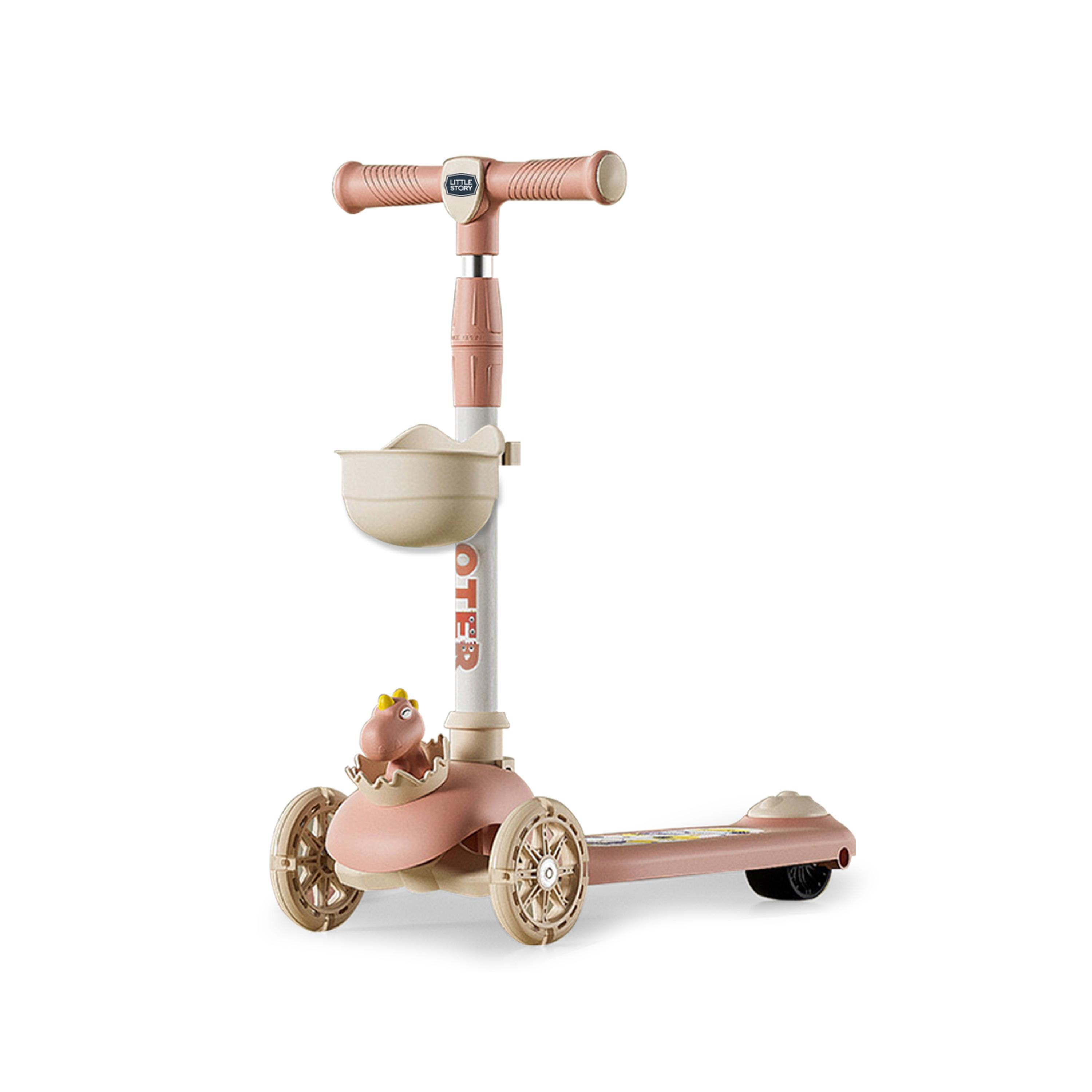 Little Story 2-In-1 Scooter with Ride-On & LED Wheels - Dinosaur-toys-outdoor-scooters-image-4
