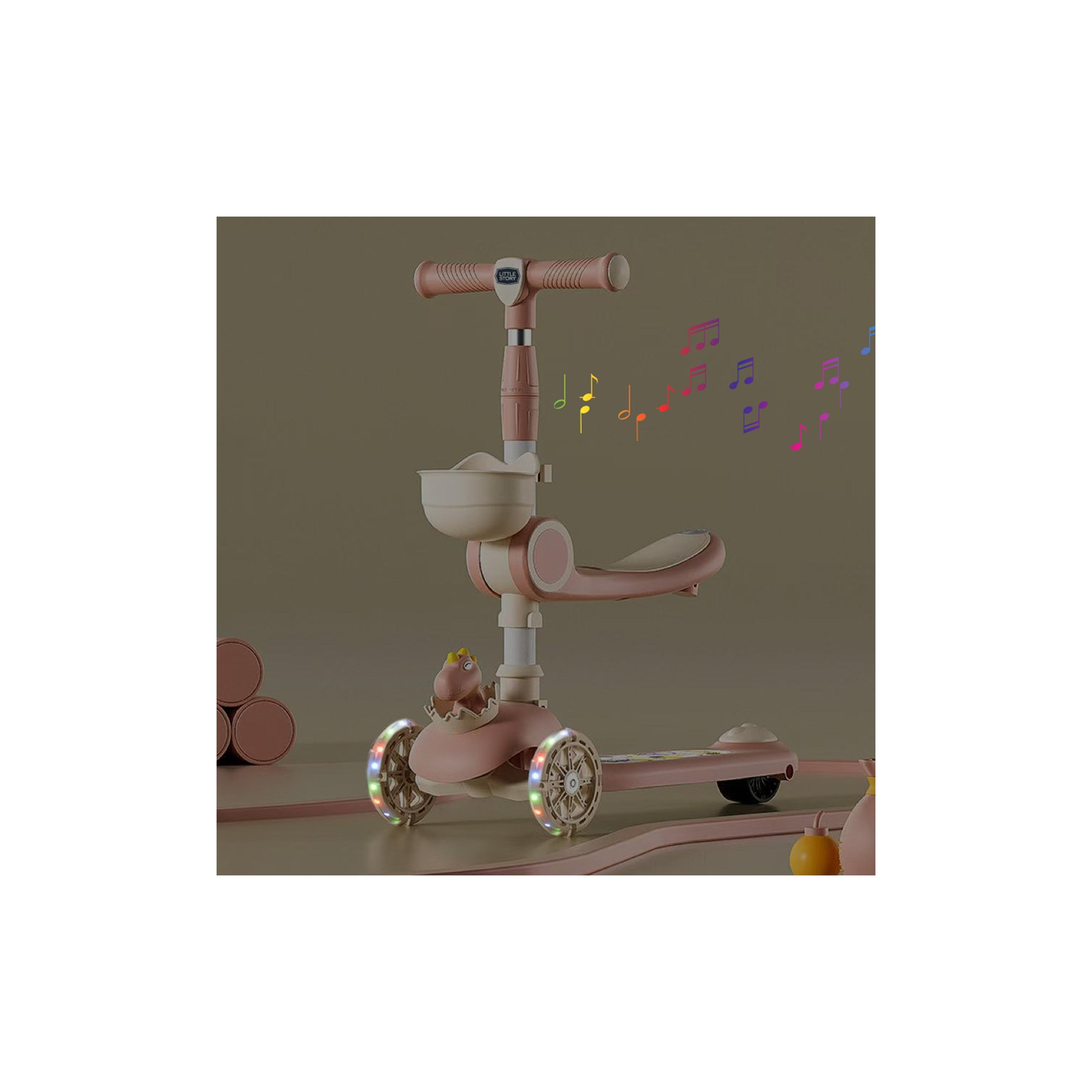 Little Story 2-In-1 Scooter with Ride-On & LED Wheels - Dinosaur-toys-outdoor-scooters-image-5