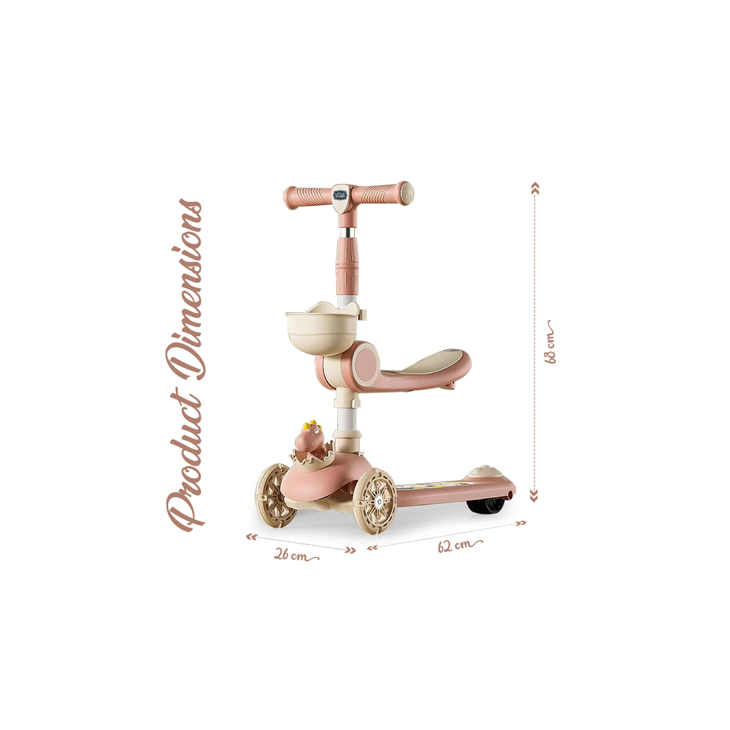 Little Story 2-In-1 Scooter with Ride-On & LED Wheels - Dinosaur-toys-outdoor-scooters-image-6