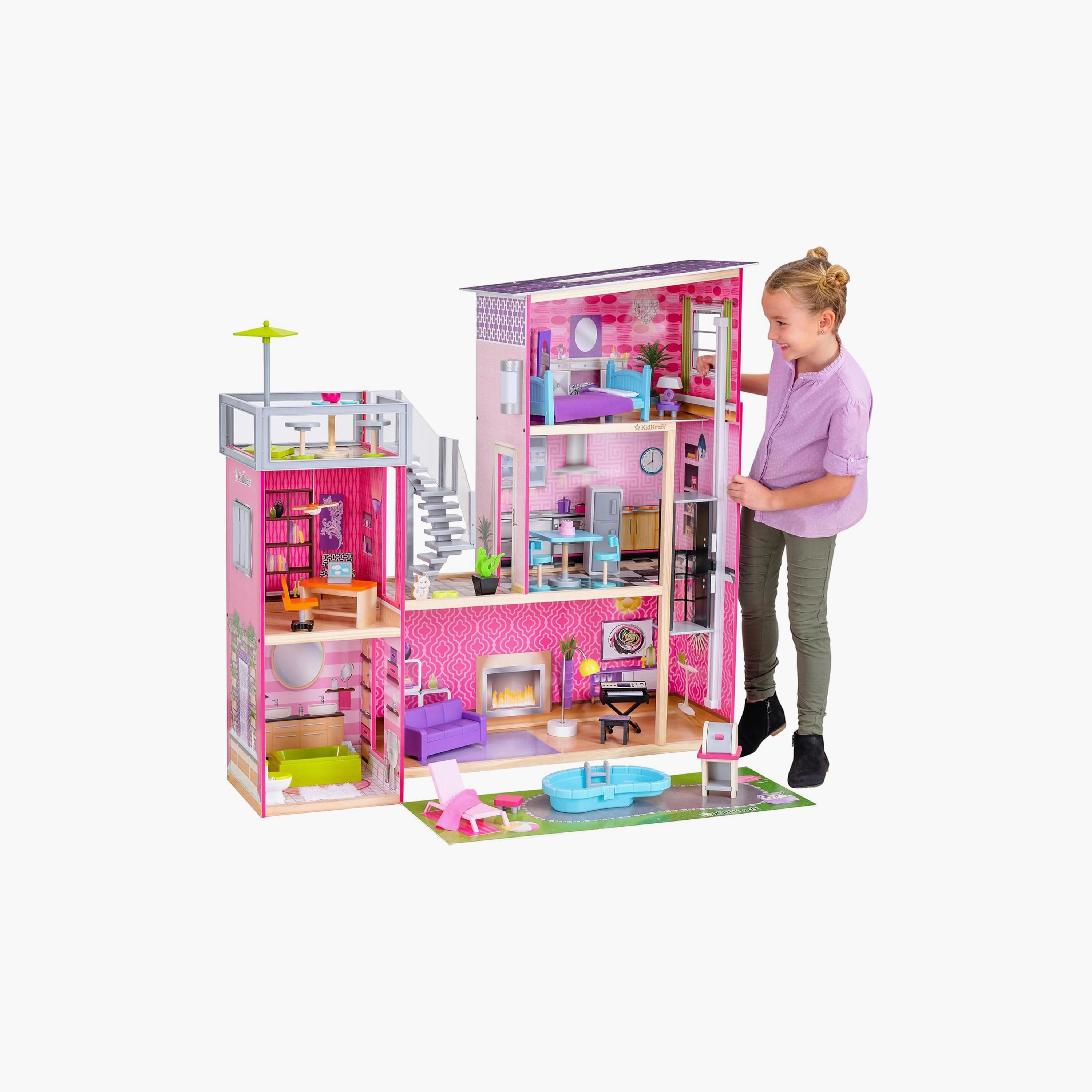 KidKraft Uptown Modern Wooden Dollhouse with 36-Piece Accessories-toys-dollsandplaysets-dollhouses-image-1