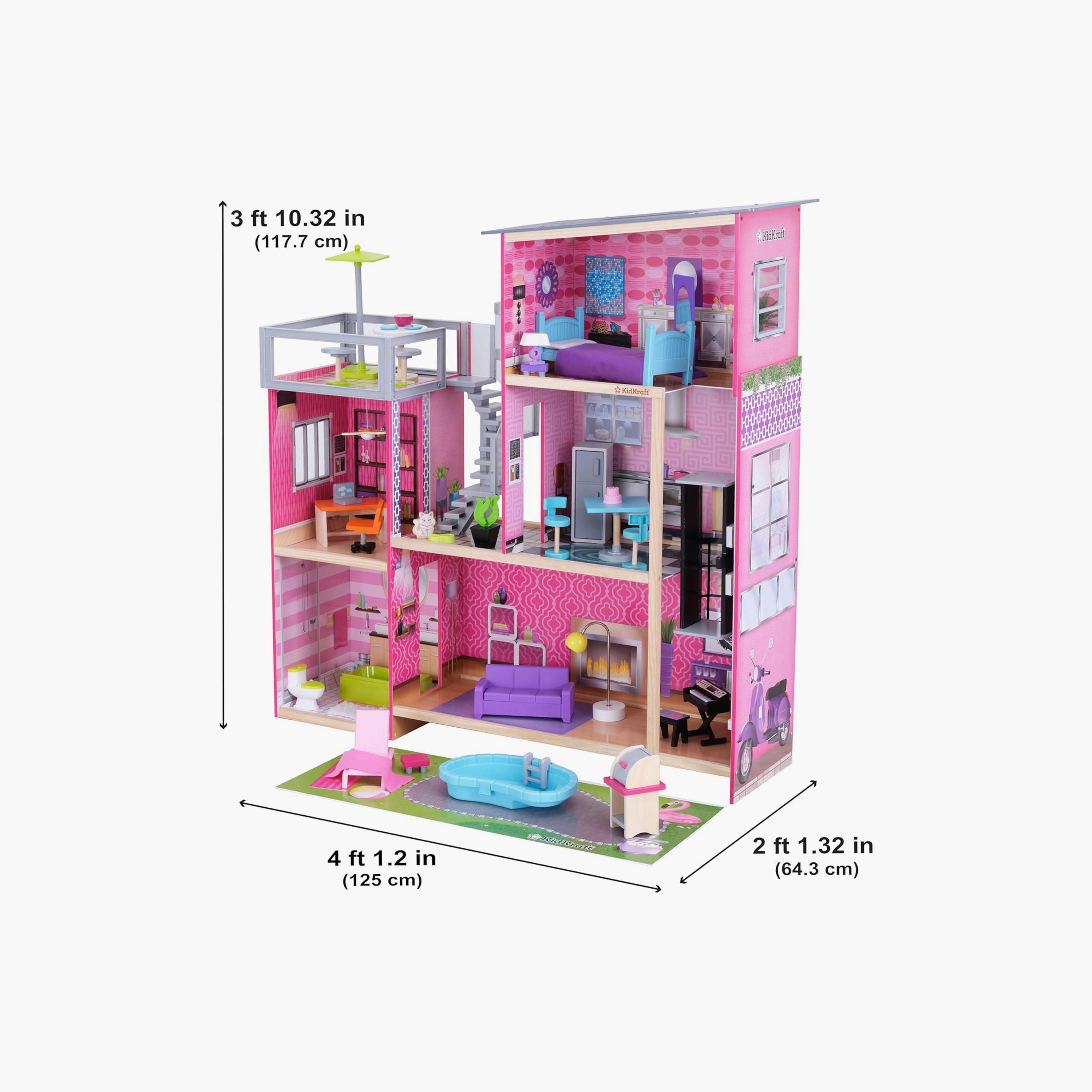 KidKraft Uptown Modern Wooden Dollhouse with 36-Piece Accessories-toys-dollsandplaysets-dollhouses-image-2