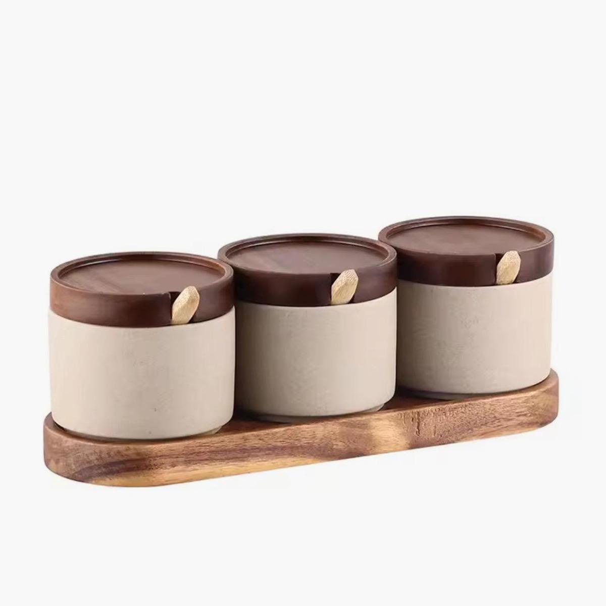 Quesera 7-Piece Ceramic Jar with Tray and Spoon Set