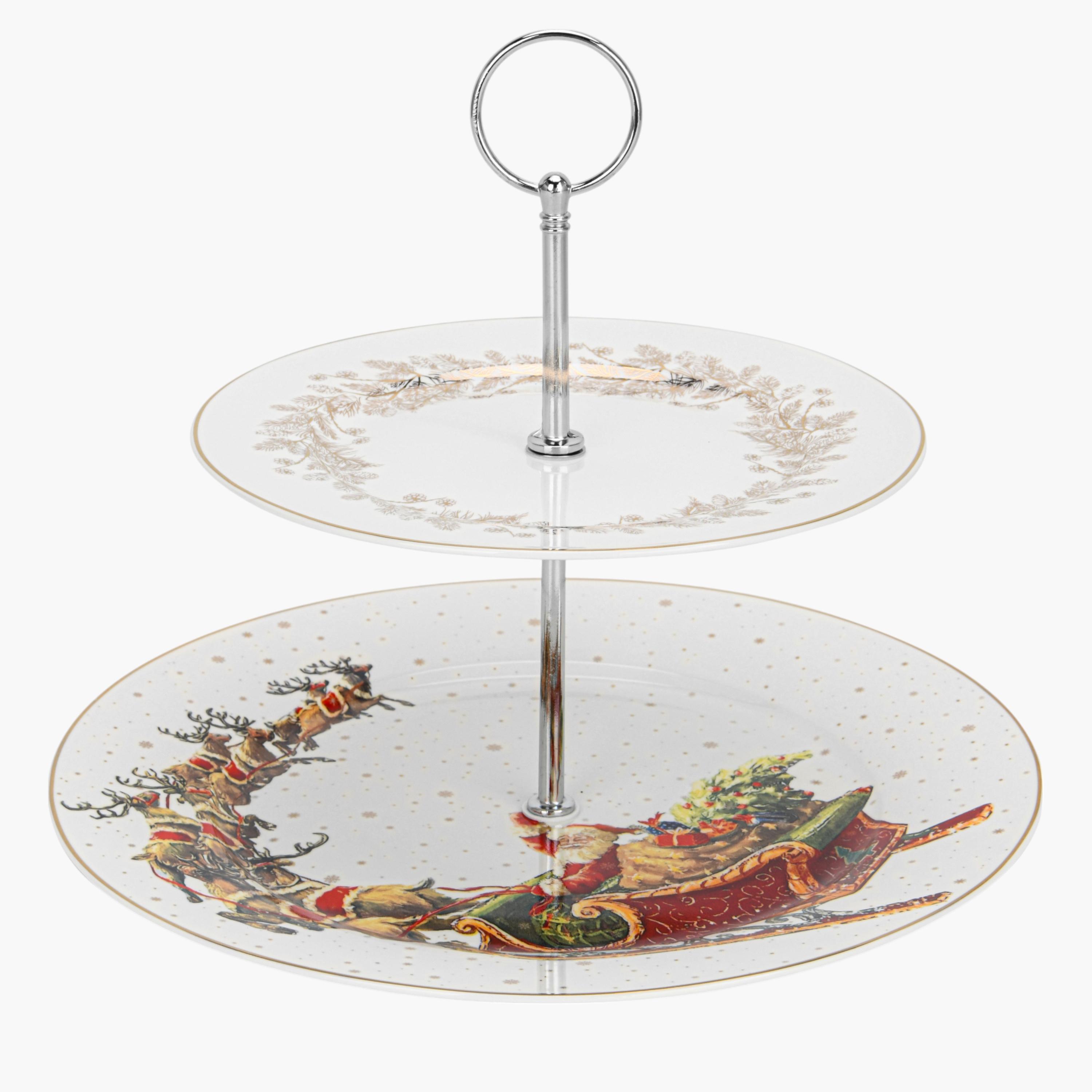 Christmas 2-Tier New Bone China Fruit Stand-household-dining-serveware-cakestands-image-1