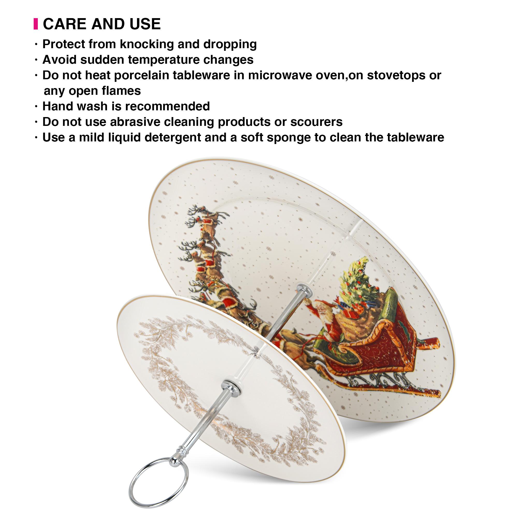 Christmas 2-Tier New Bone China Fruit Stand-household-dining-serveware-cakestands-image-3