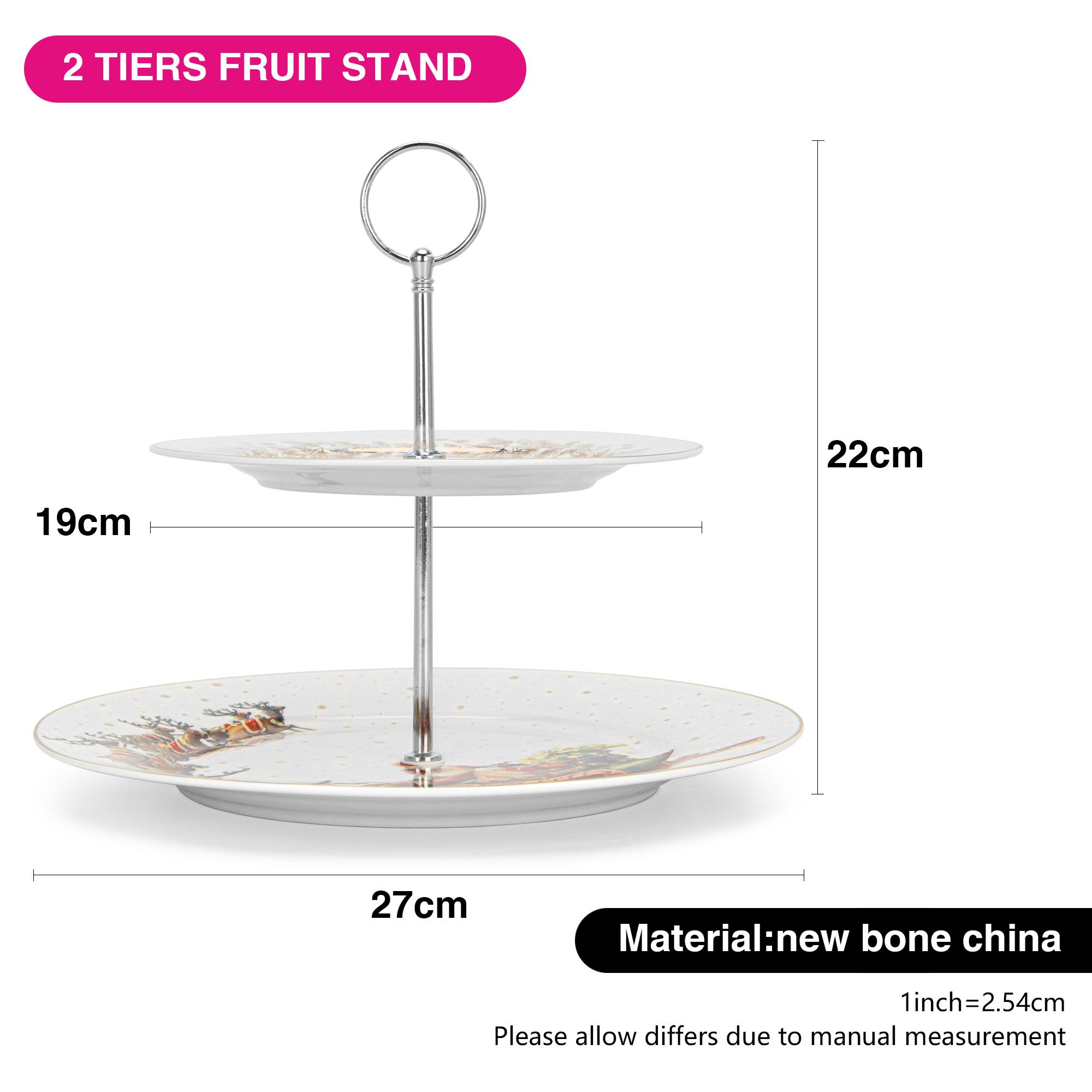 Christmas 2-Tier New Bone China Fruit Stand-household-dining-serveware-cakestands-image-4