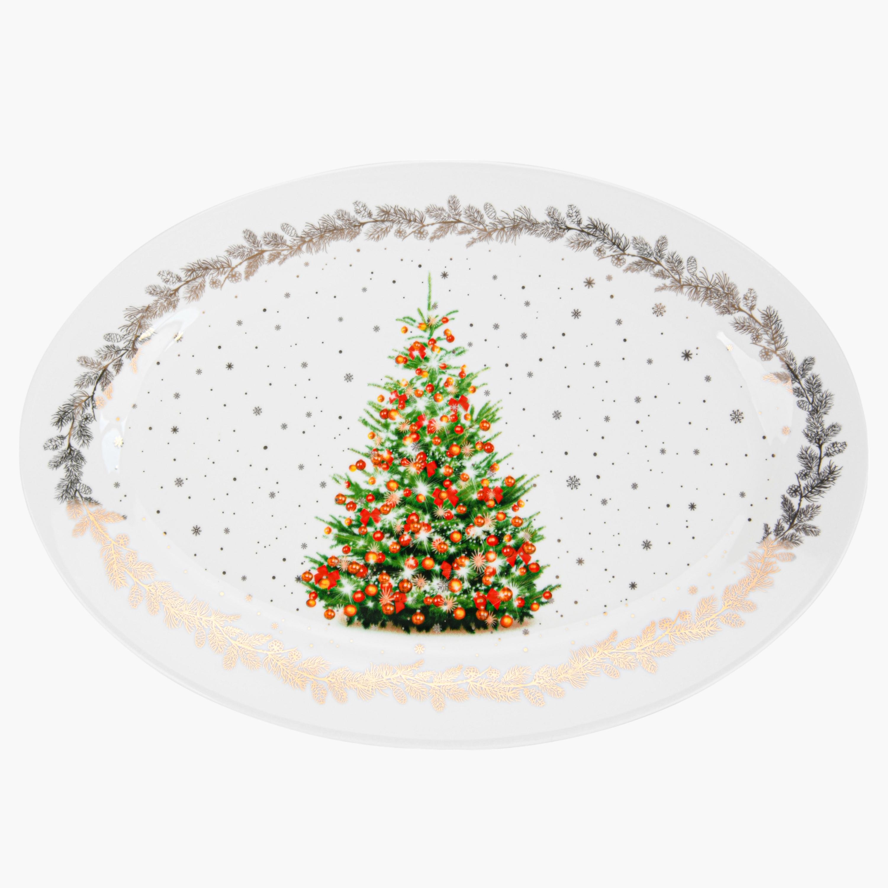 New Bone China Christmas Oval Plate - 30 cms-household-dining-serveware-servingplatters-image-1