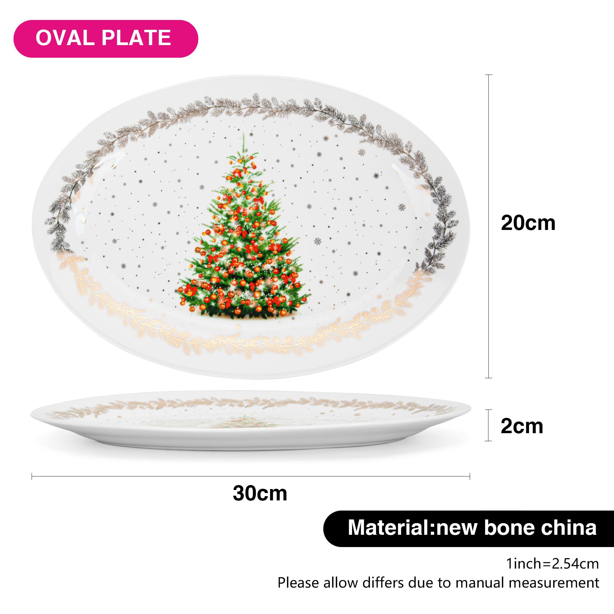 New Bone China Christmas Oval Plate - 30 cms-household-dining-serveware-servingplatters-image-3