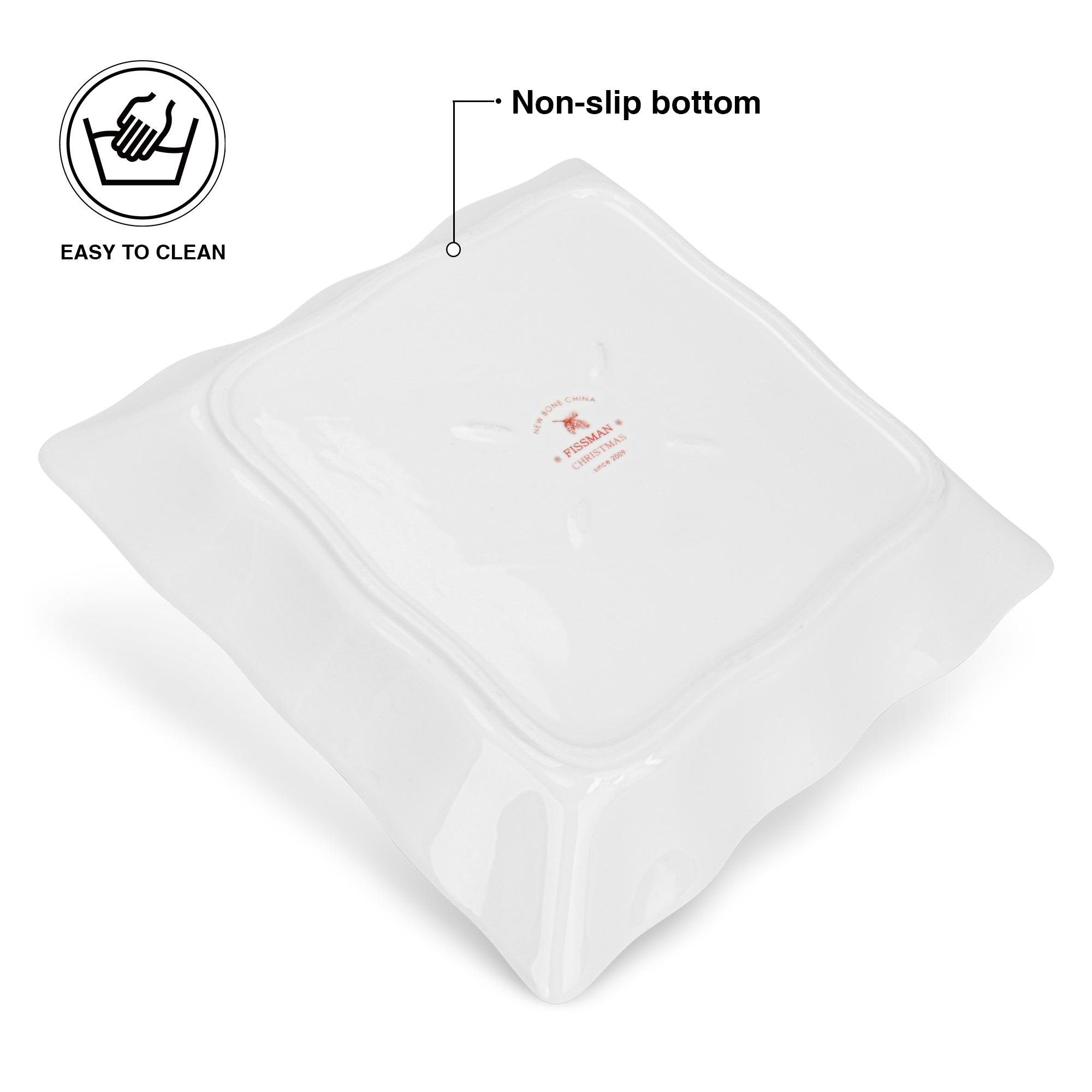 New Bone China Christmas Square Plate - 22 cms-household-dining-serveware-servingplatters-image-3