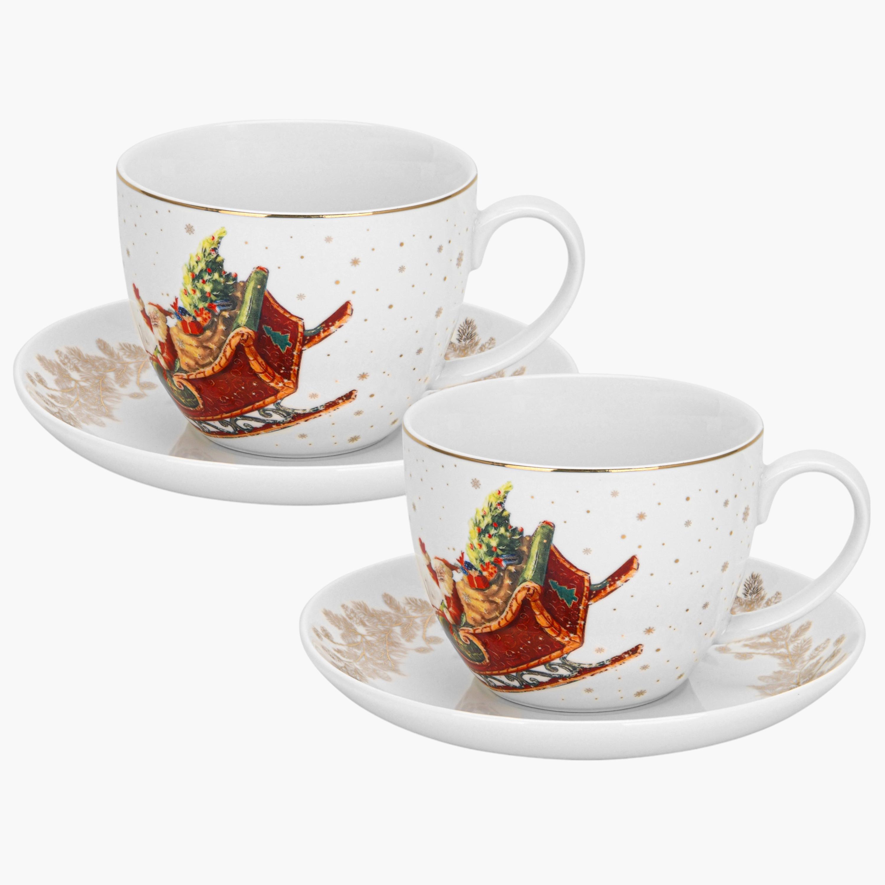 Christmas Print 2-Piece New Bone China Cup and Saucer Set - 400 ml-household-dining-teaandcoffee-teaandcoffeesets-image-1