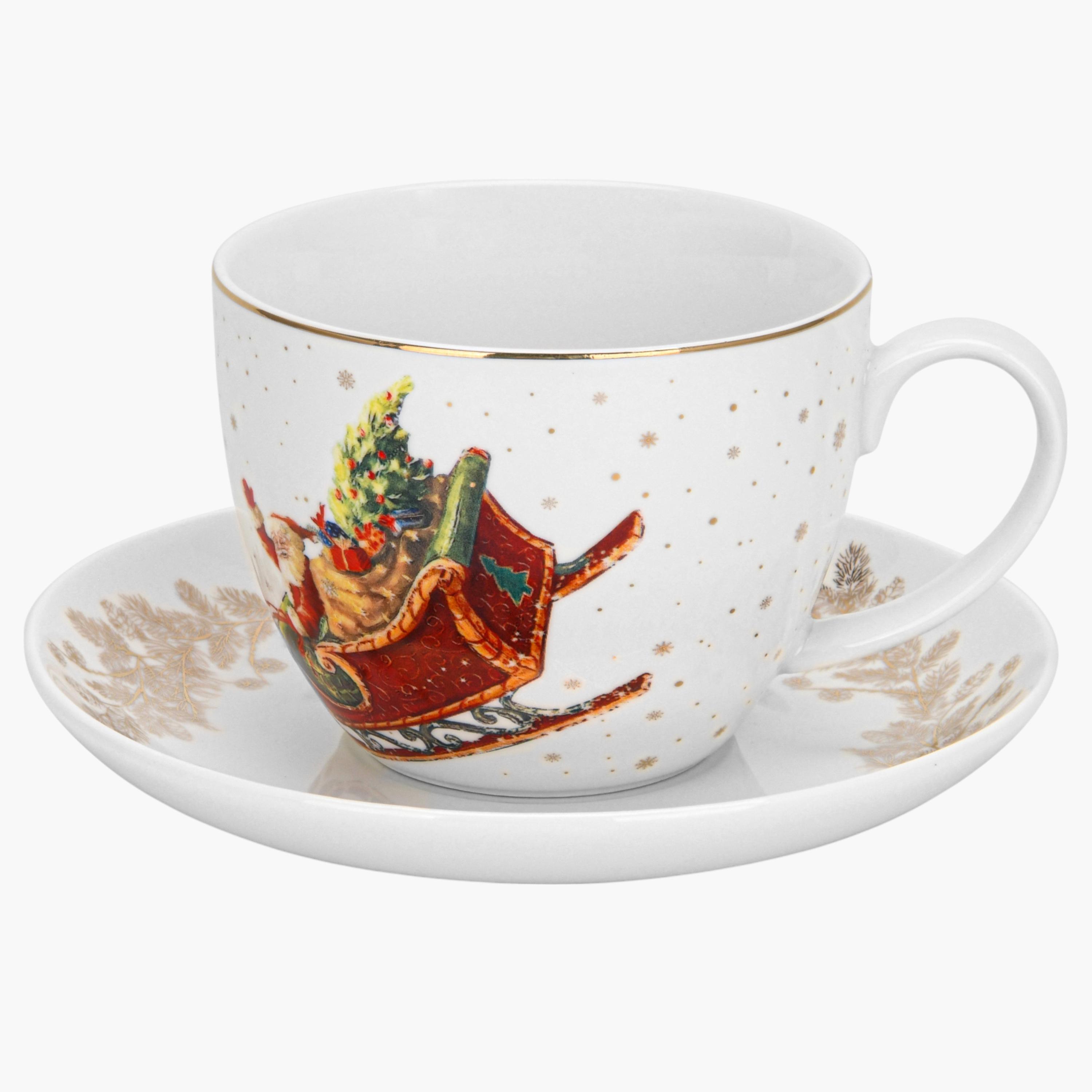 Christmas Print 2-Piece New Bone China Cup and Saucer Set - 400 ml-household-dining-teaandcoffee-teaandcoffeesets-image-2
