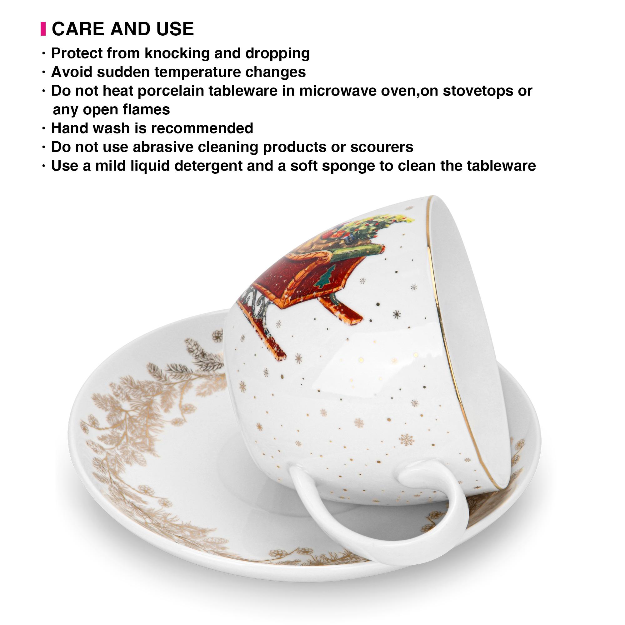 Christmas Print 2-Piece New Bone China Cup and Saucer Set - 400 ml-household-dining-teaandcoffee-teaandcoffeesets-image-4