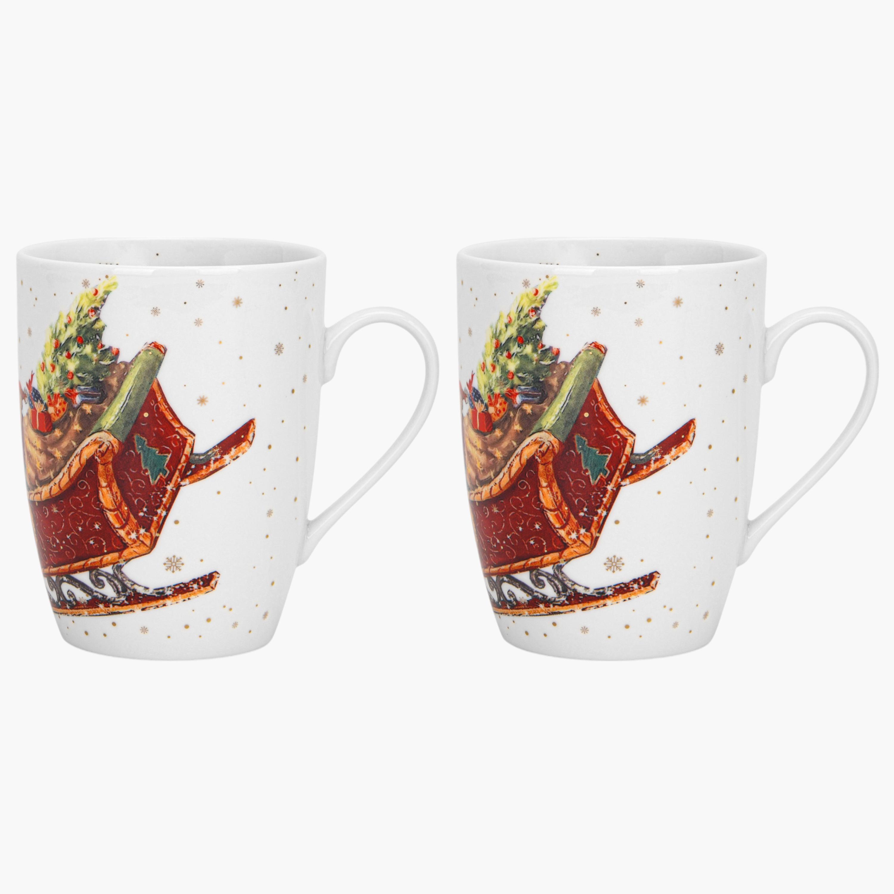 Christmas Print 2-Piece New Bone China Mug Set - 360 ml-household-dining-teaandcoffee-mugsandcups-image-1