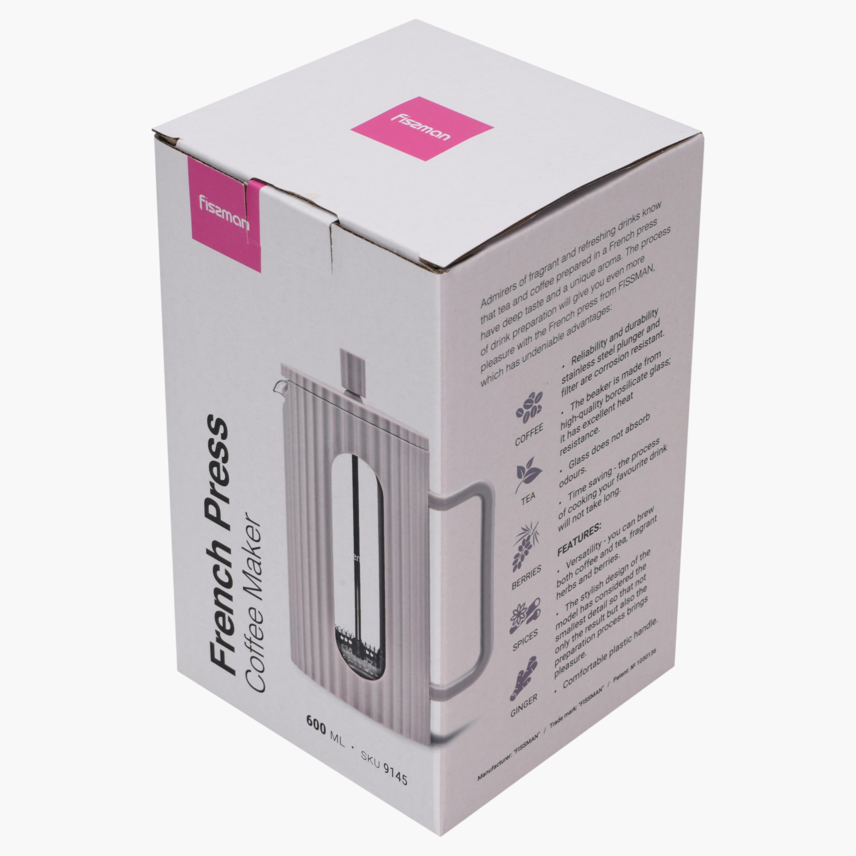 Fissman Borosilicate Glass French Press Coffee Maker - 600 ml-household-dining-teaandcoffee-vacuumflaskscoffeeandteapots-image-6