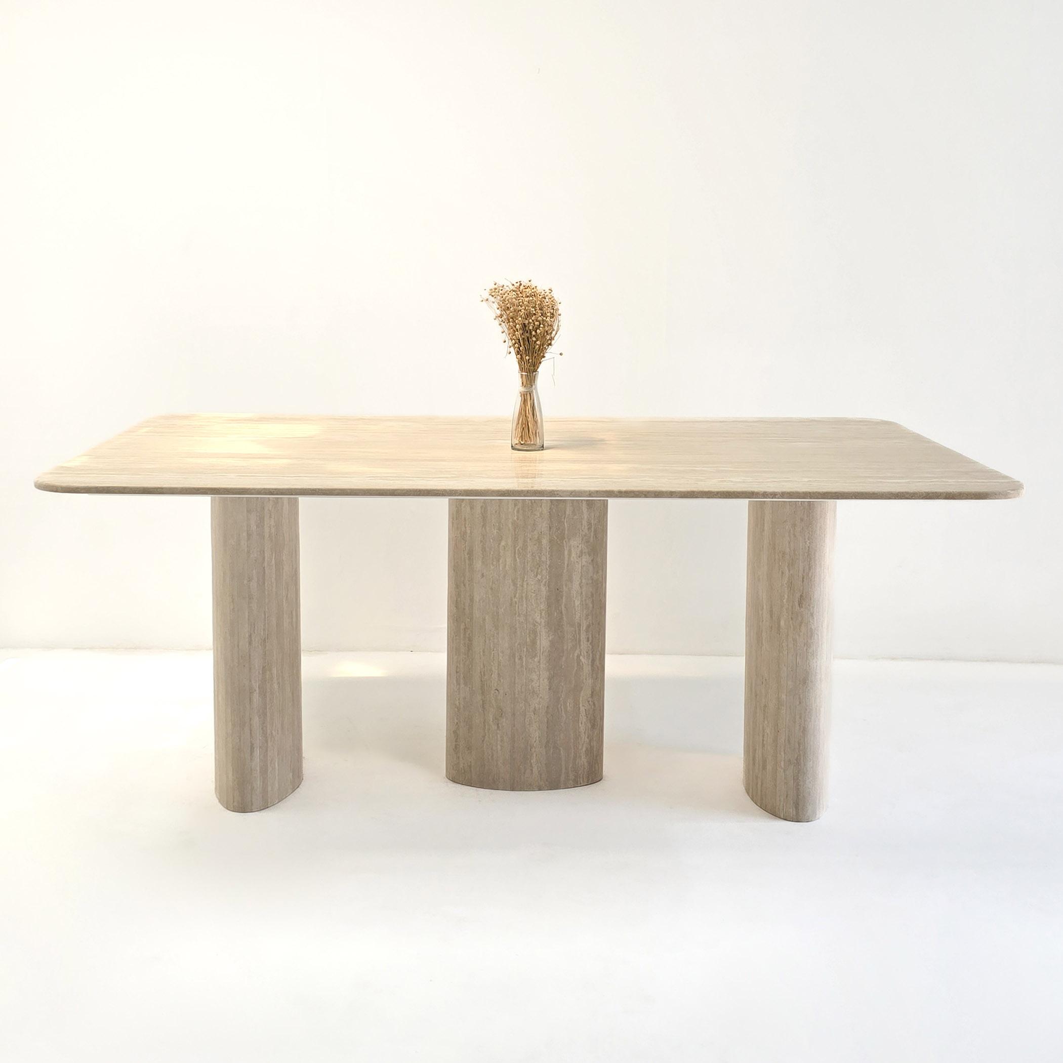 Livia 6-Seater Travertine Top Dining table