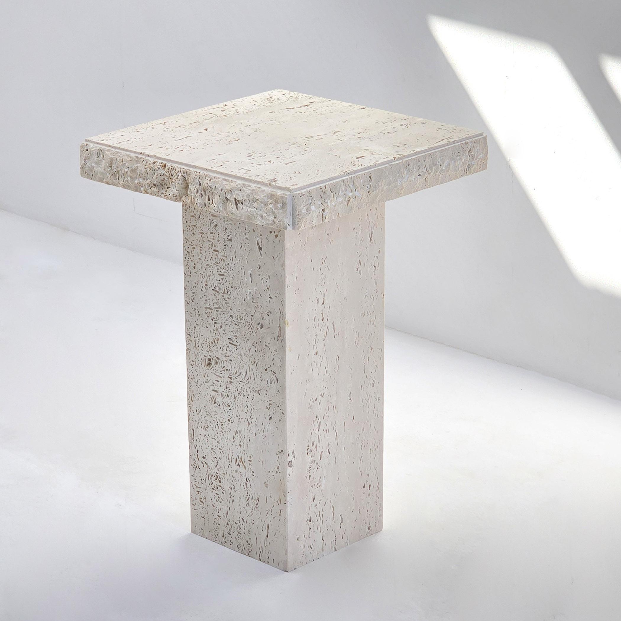 Lume Travertine Top Side Table