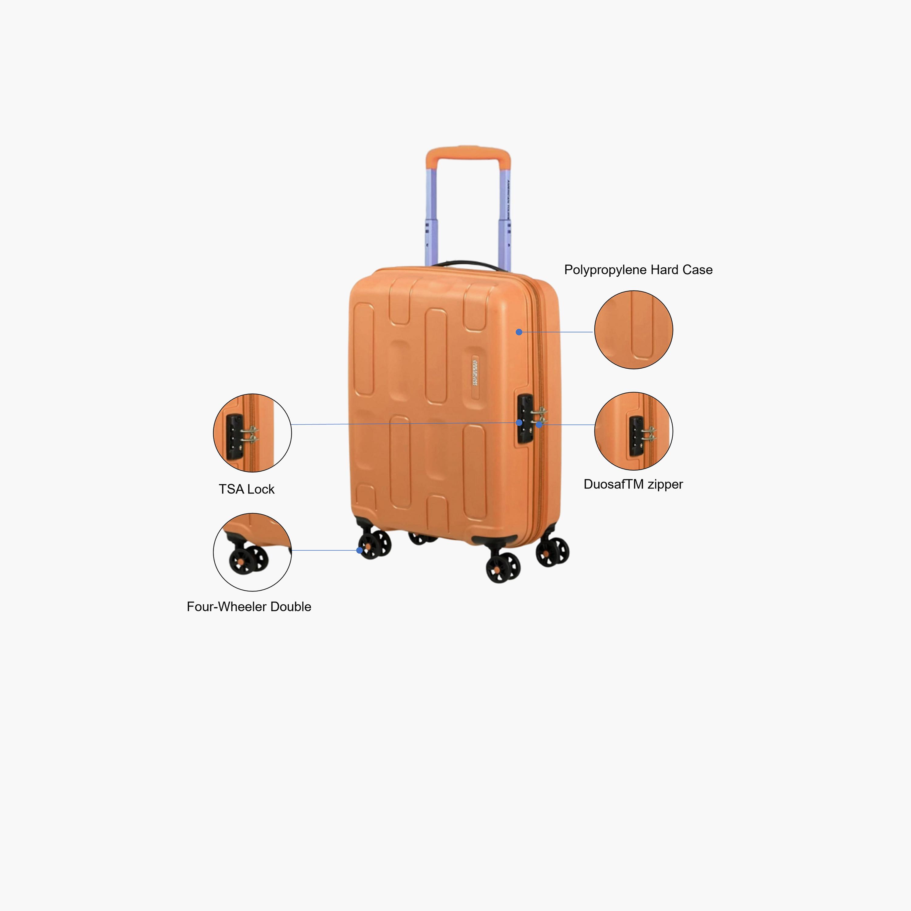 American Tourister Ellipso 55 CM Small Cabin Polypropylene Hard Sided 4-Wheeler Spinner Trolley Bag with TSA Combination Lock-travel-luggagesandbags-luggage-image-3