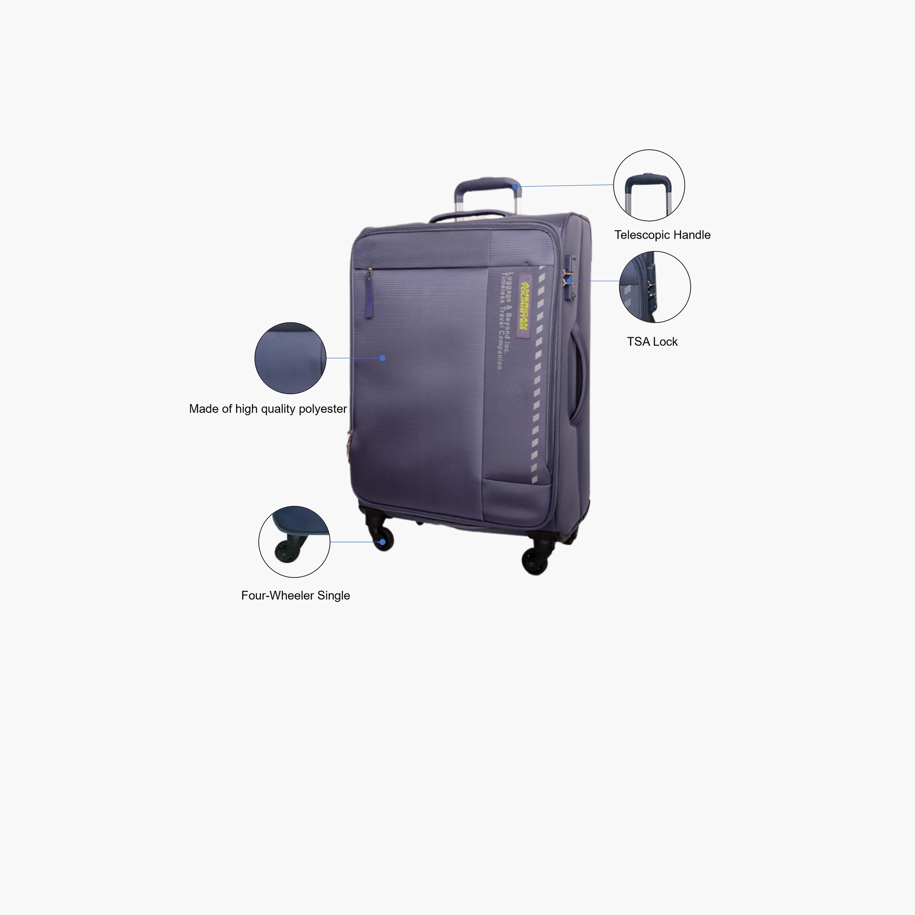 American Tourister Marina 70 CM Medium Check-in Polyester Soft Sided 4-Wheeler Spinner Trolley Bag with TSA Combination Lock-travel-luggagesandbags-luggage-image-3